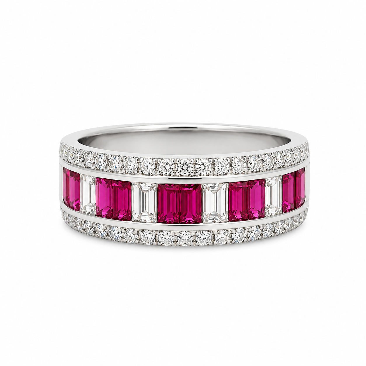 White Gold Ruby and Diamond Rind