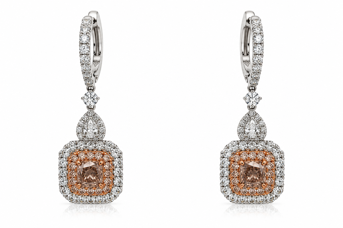 White Gold Pink Diamond Earrings