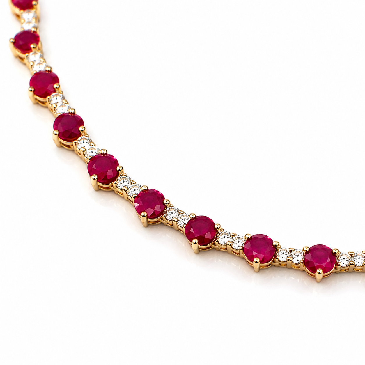 Yellow Gold Ruby and Diamond Necklace