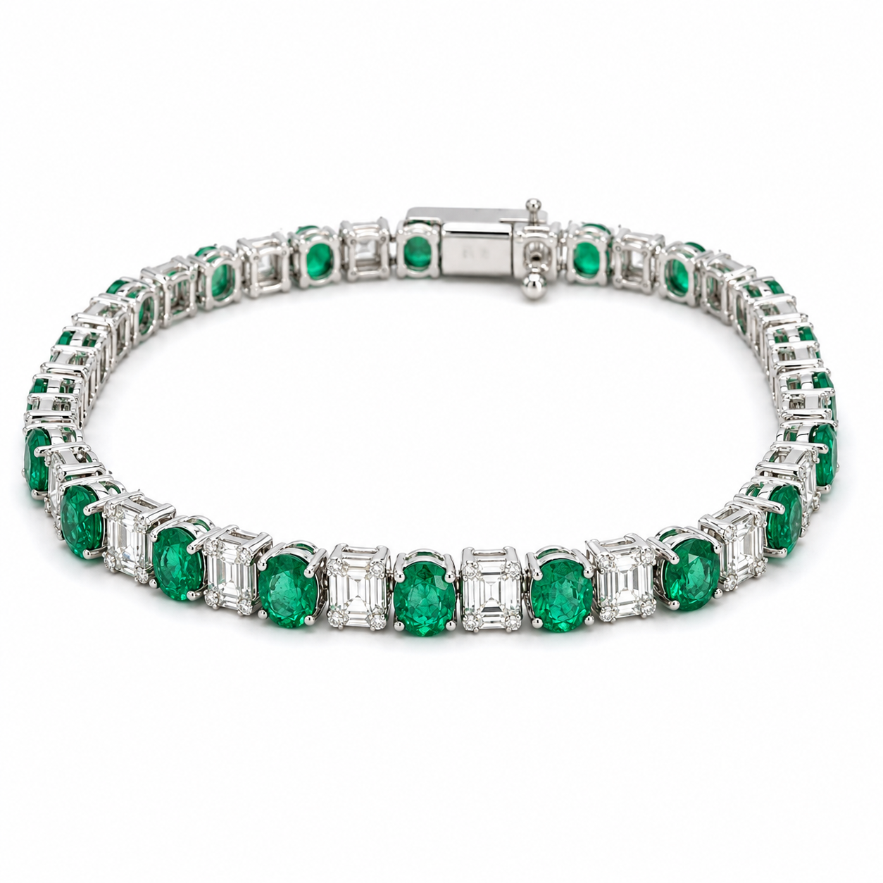 White Gold Emerald and Diamond Bracelet