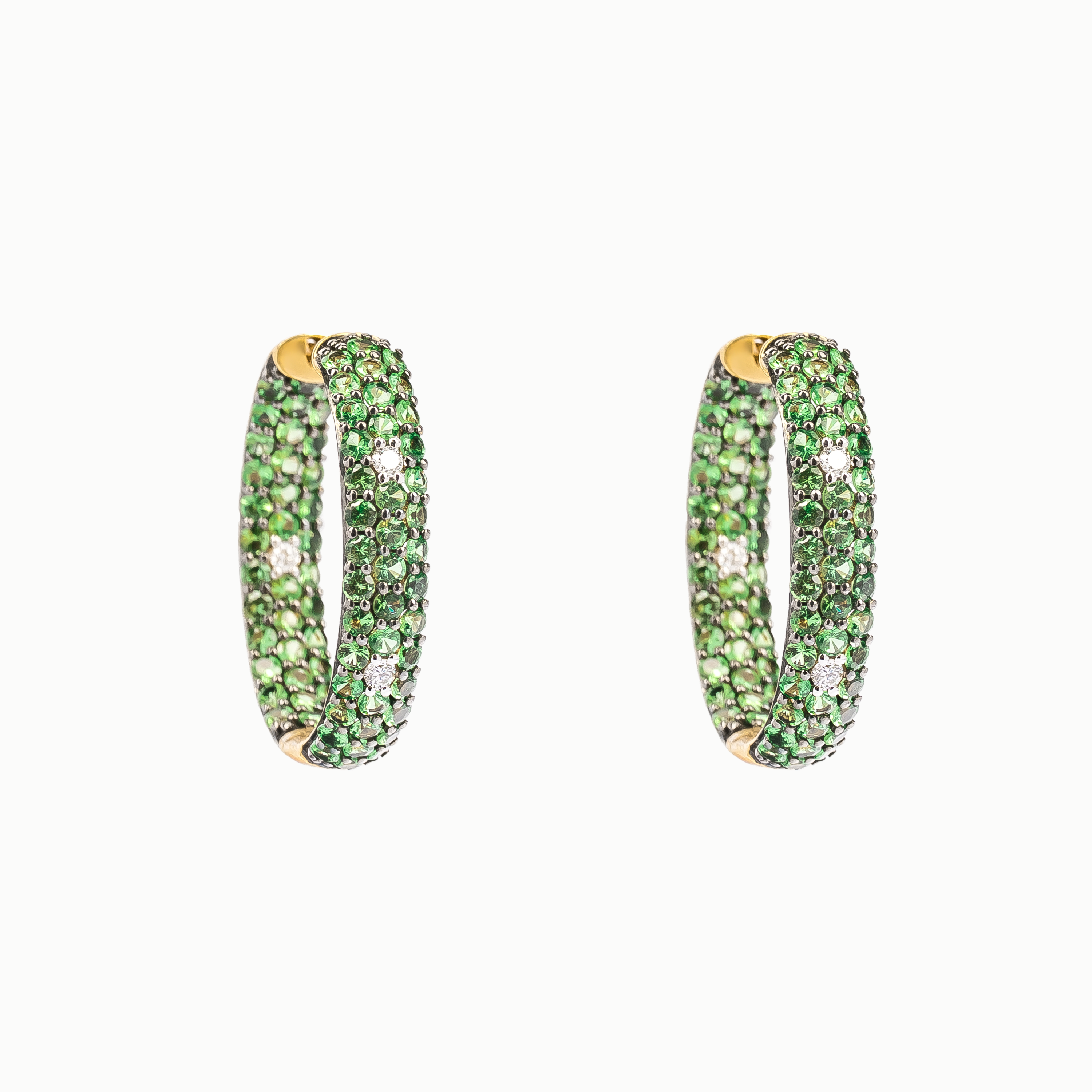 TSAVORITE HOOP EARRINGS