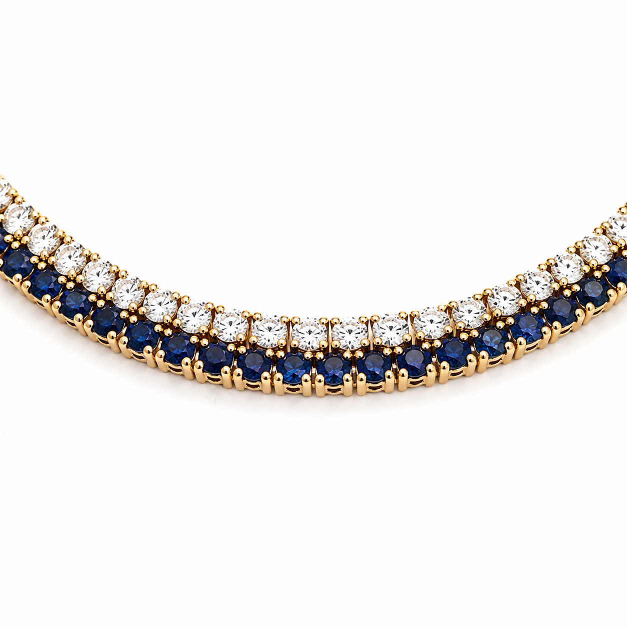 Yellow Gold Sapphire and Diamond Necklace