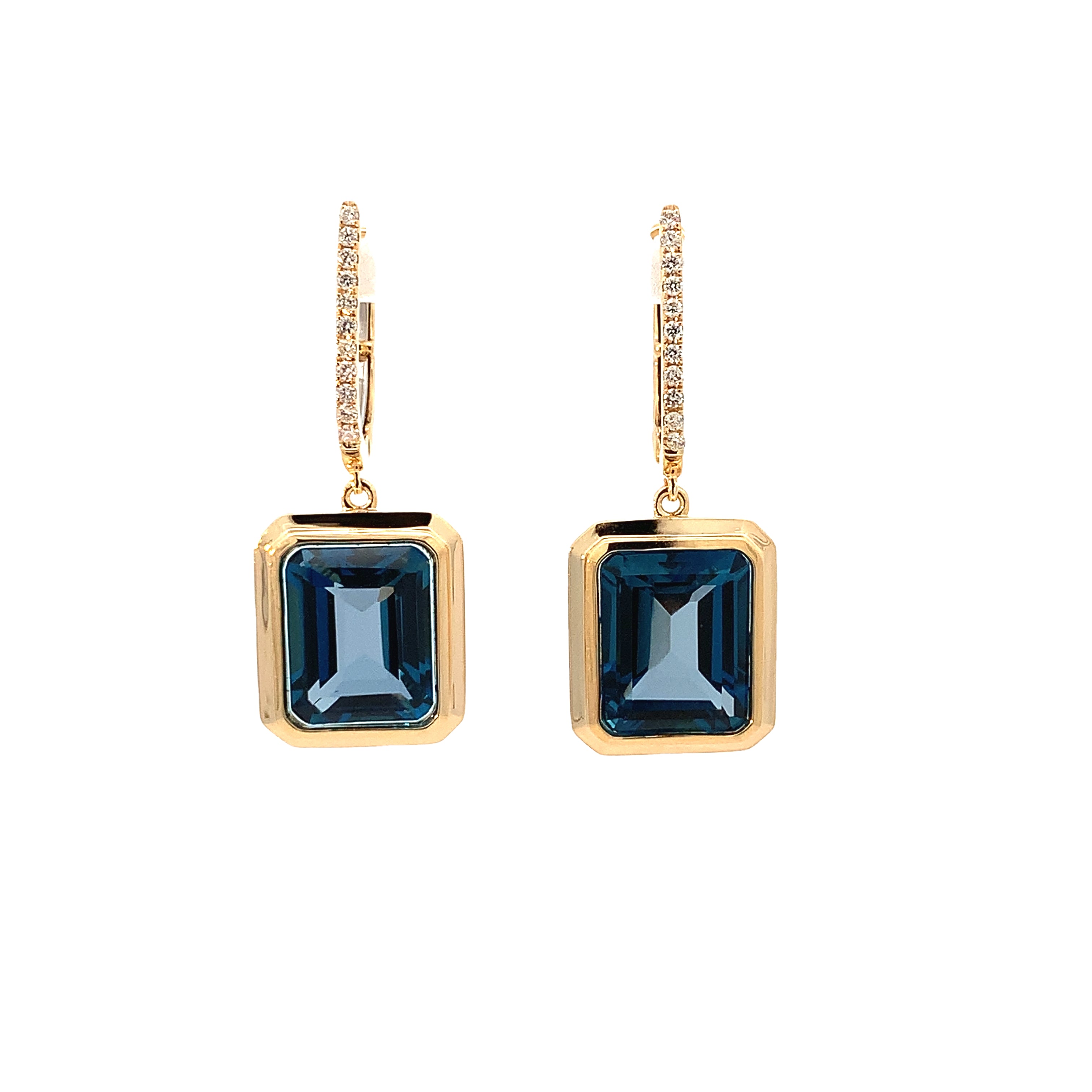 BLUE TOPAZ & DIAMOND EARRINGS