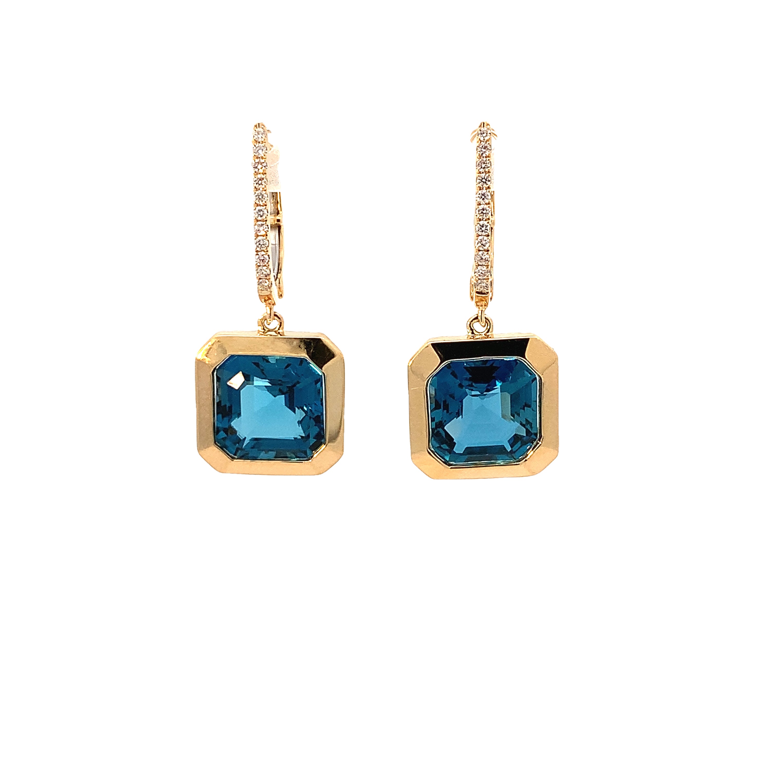 BLUE TOPAZ & DIAMOND EARRINGS