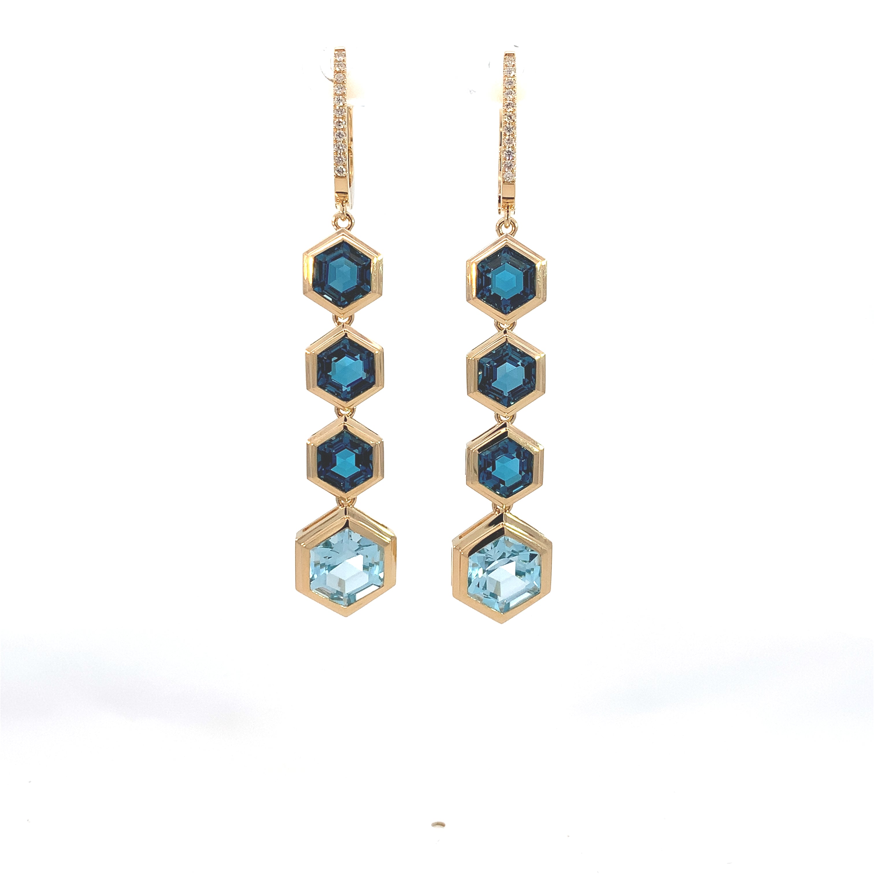 BLUE TOPAZ & DIAMOND EARRINGS