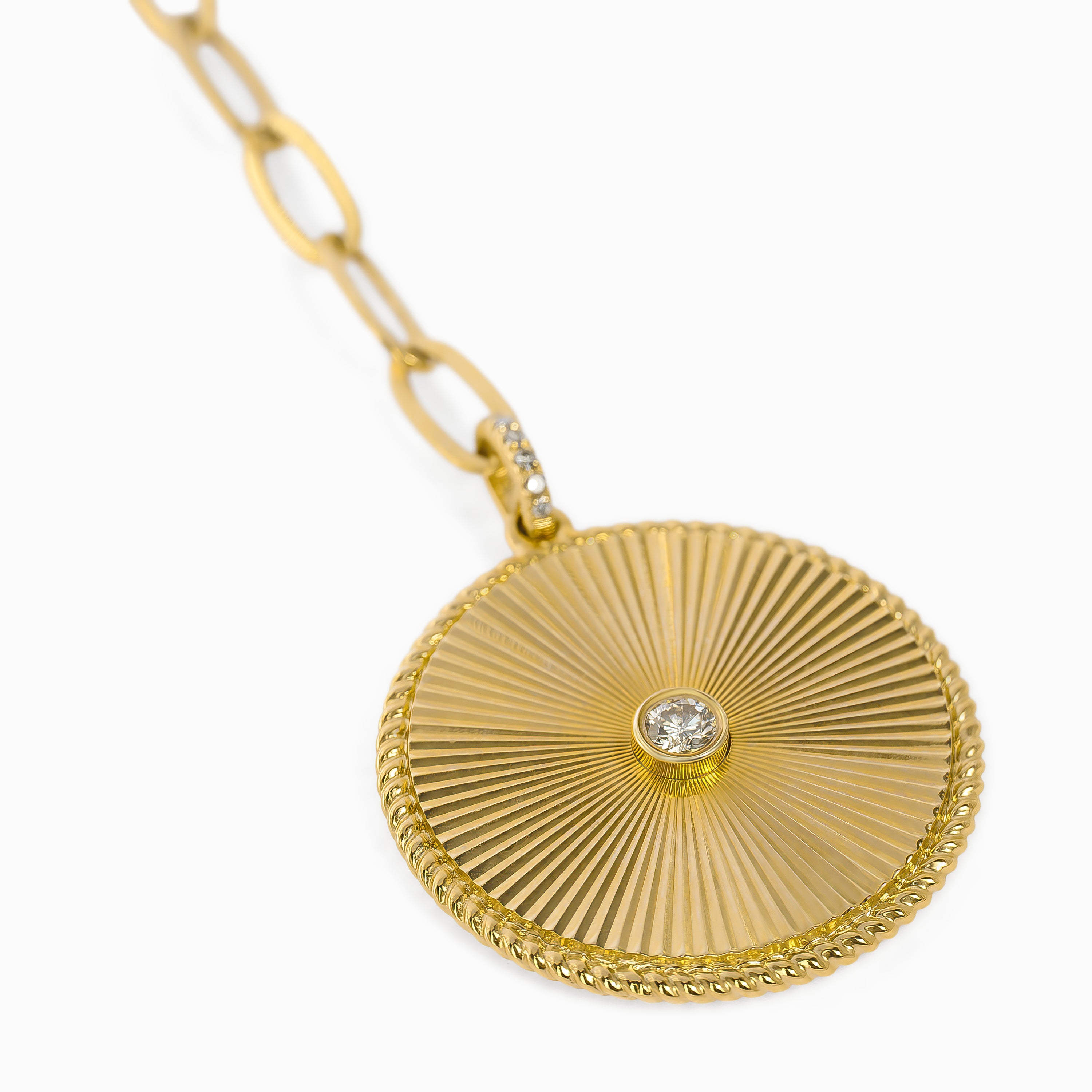 Yellow Gold Y-Shape Necklace with Diamond Only Stones