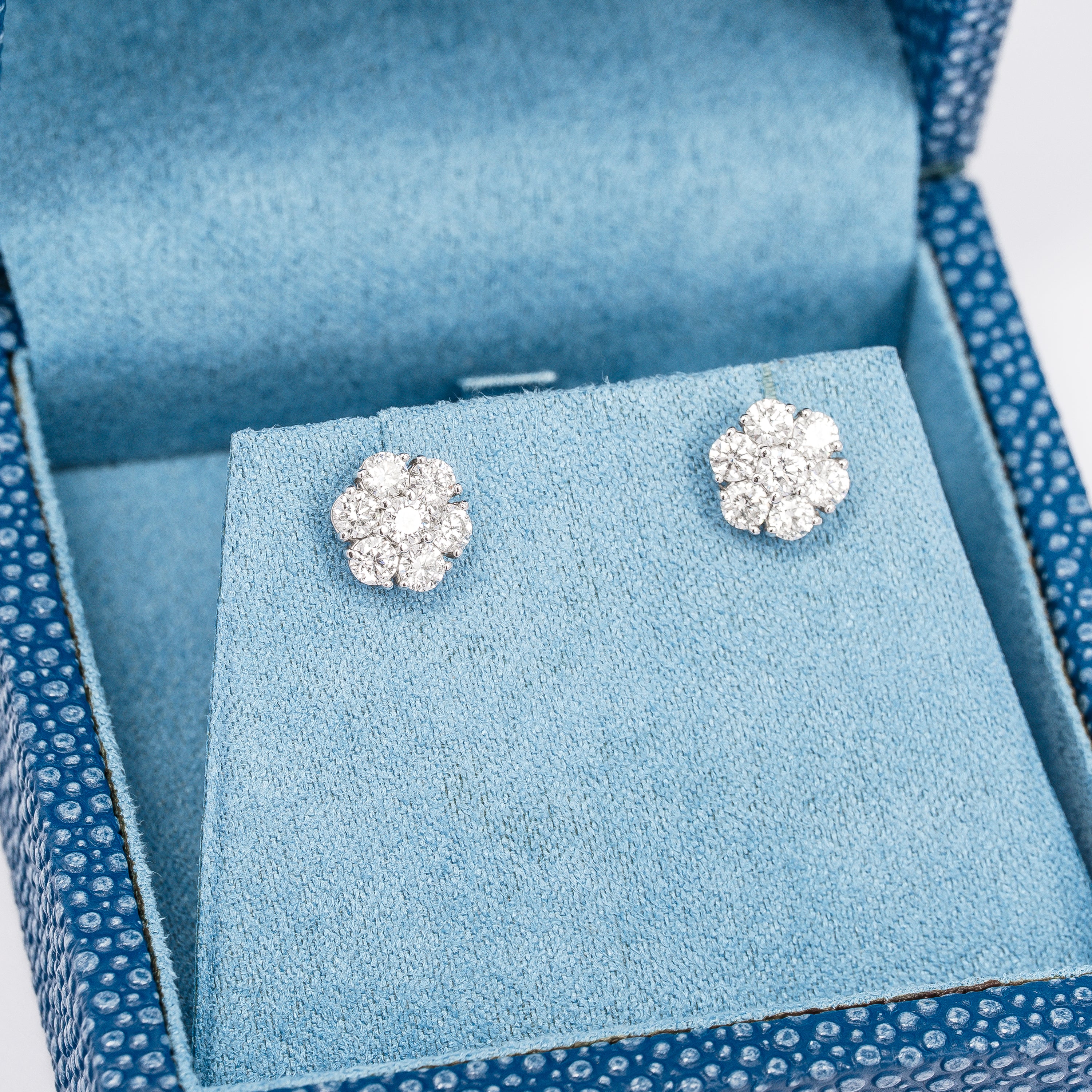 White Gold Stud Earrings With Diamond Stones