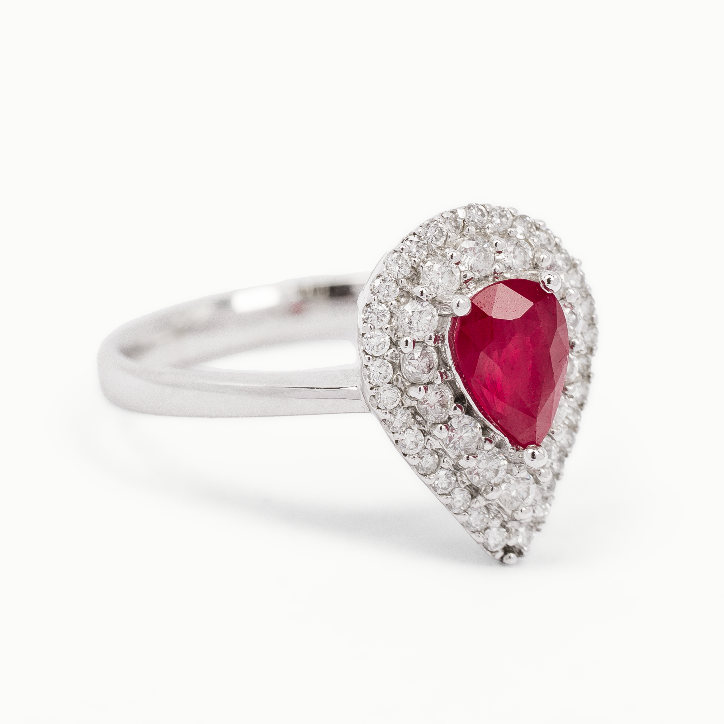 White Gold  Ring With Ruby, Diamond Stones