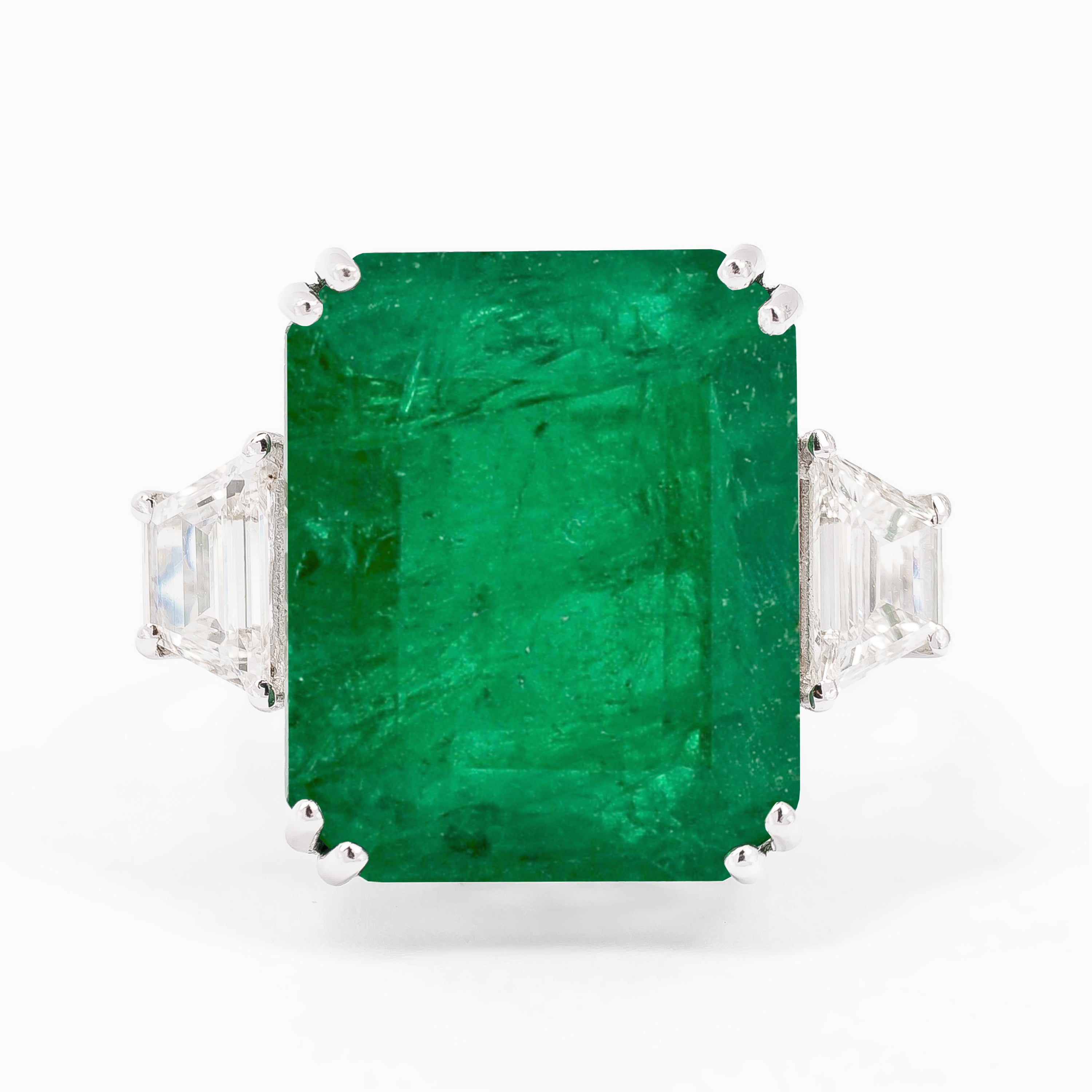 White Gold Ring with Emerald Stones