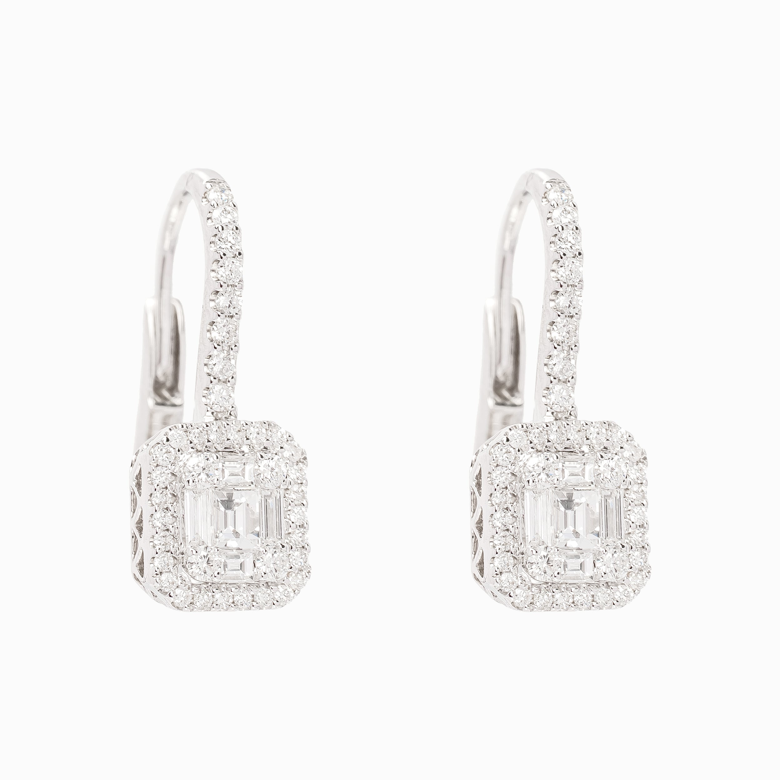 White Gold Drop Earrings With Diamond Stones