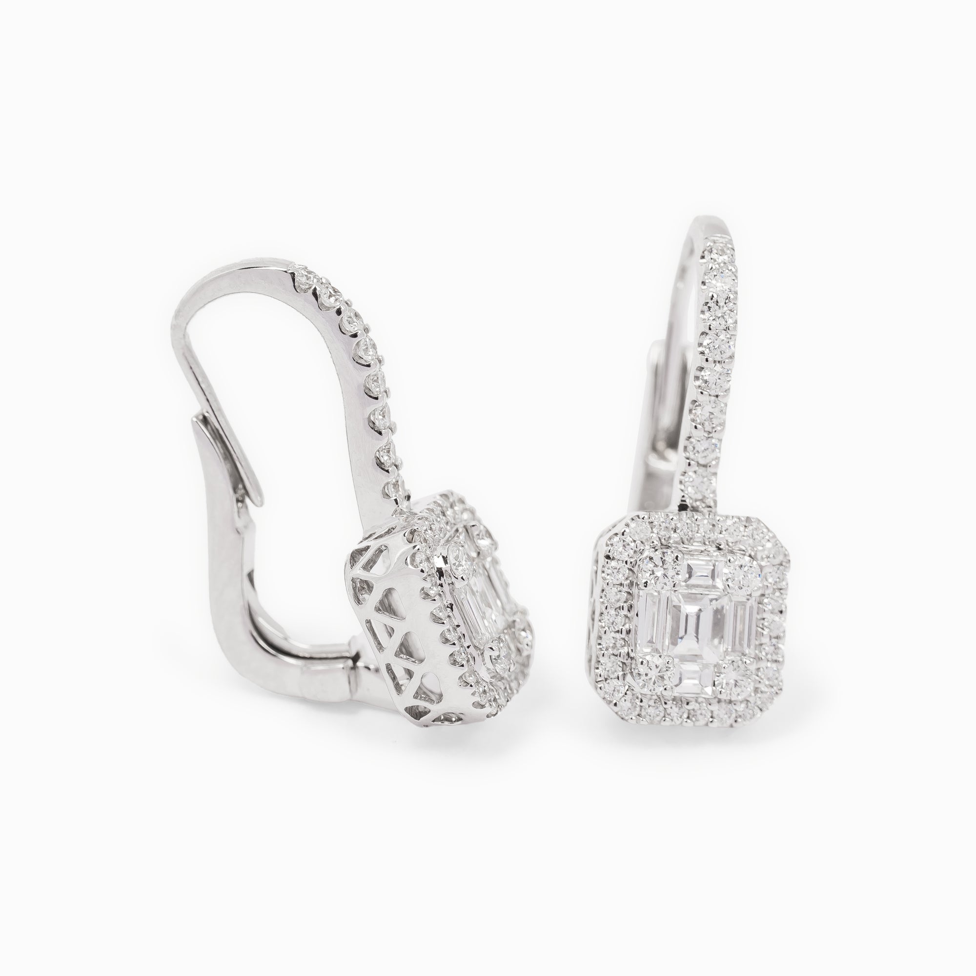 White Gold Drop Earrings With Diamond Stones