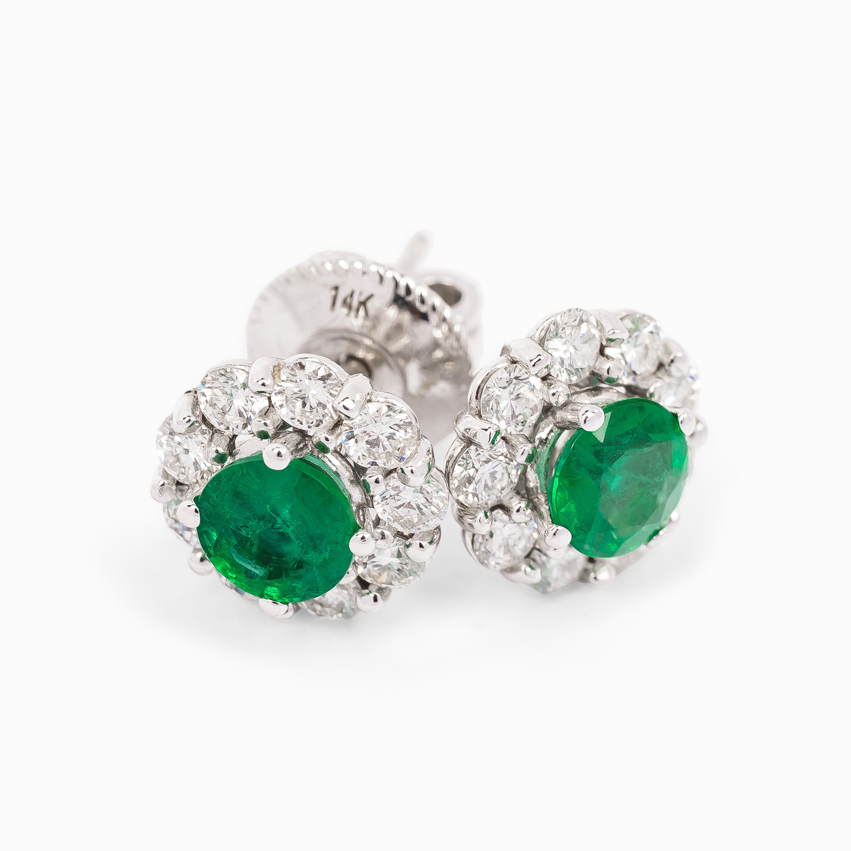 EMERALD AND DIAMOND STUDS