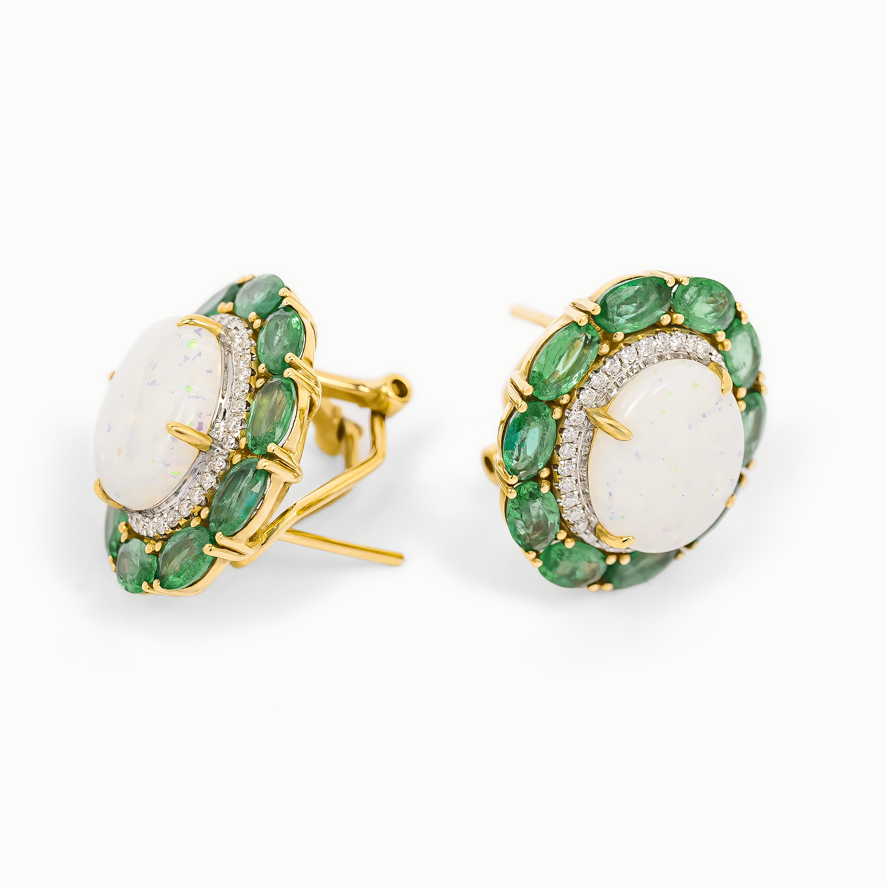 EMERALD OPAL GOLD EARRINGS
