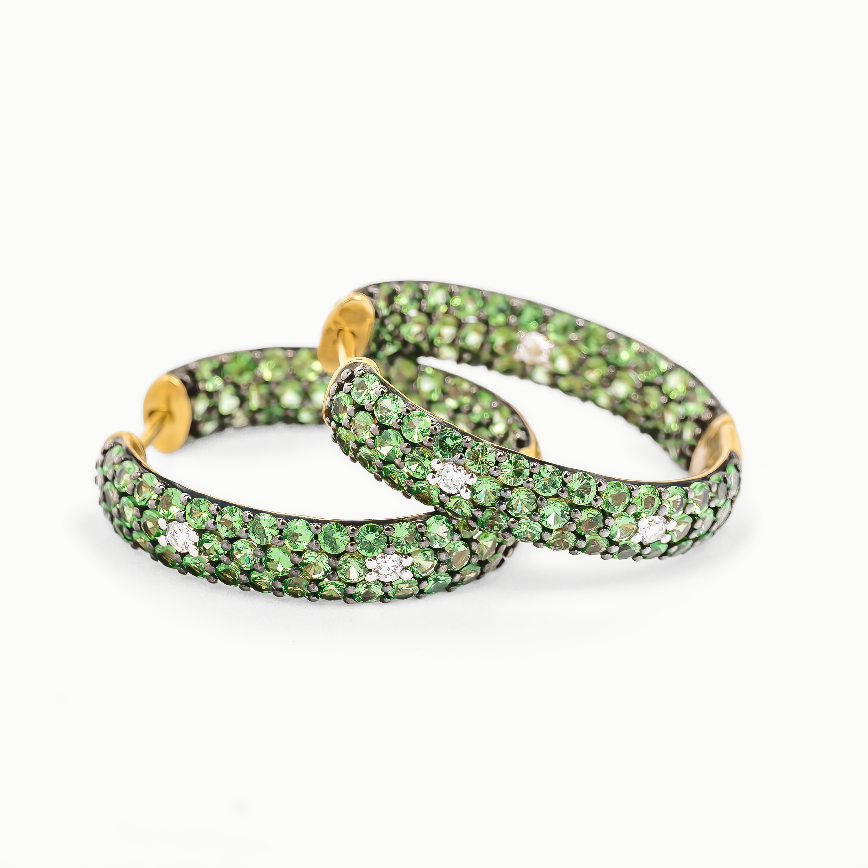 TSAVORITE HOOP EARRINGS