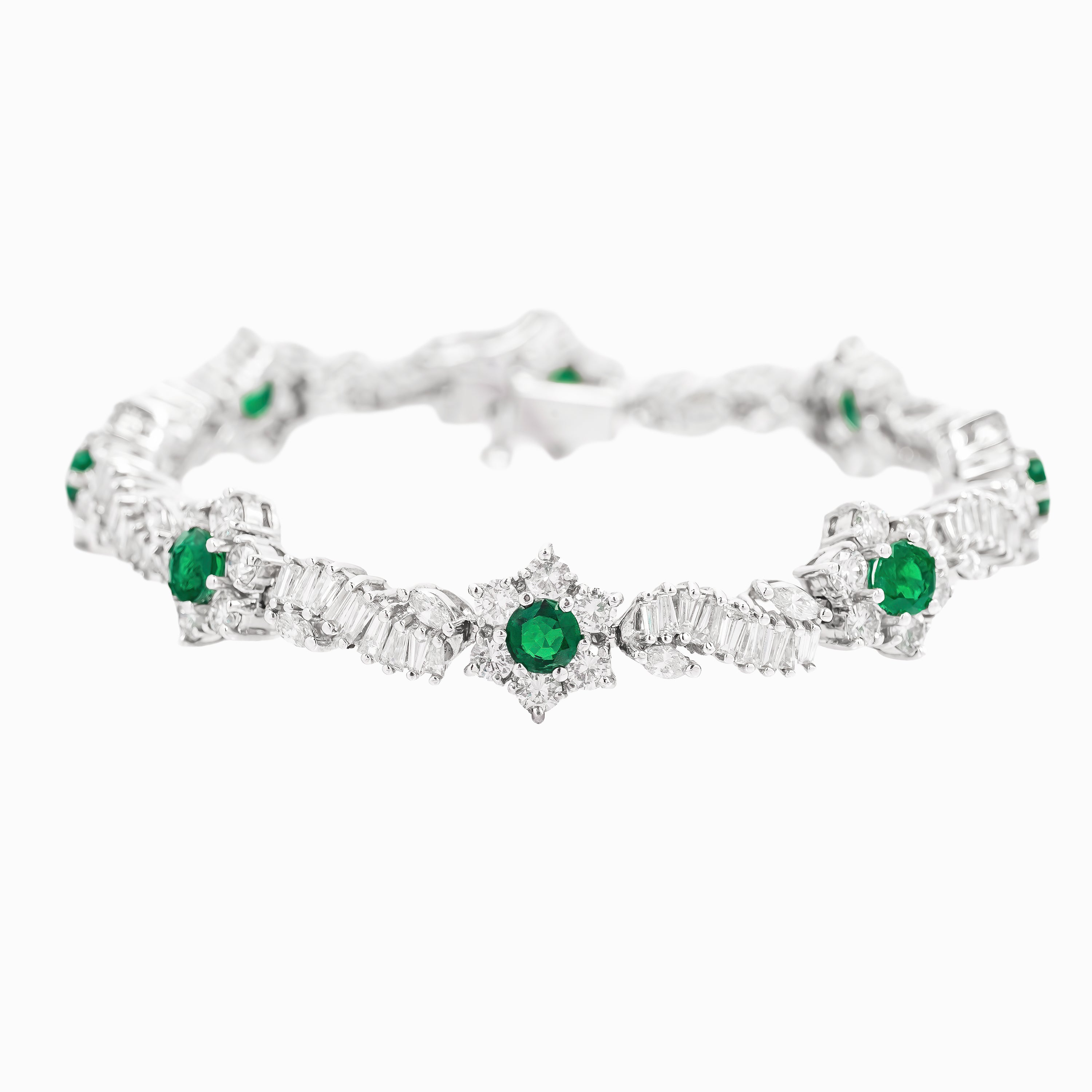 DIAMOND EMERALD FLORAL BRACELET