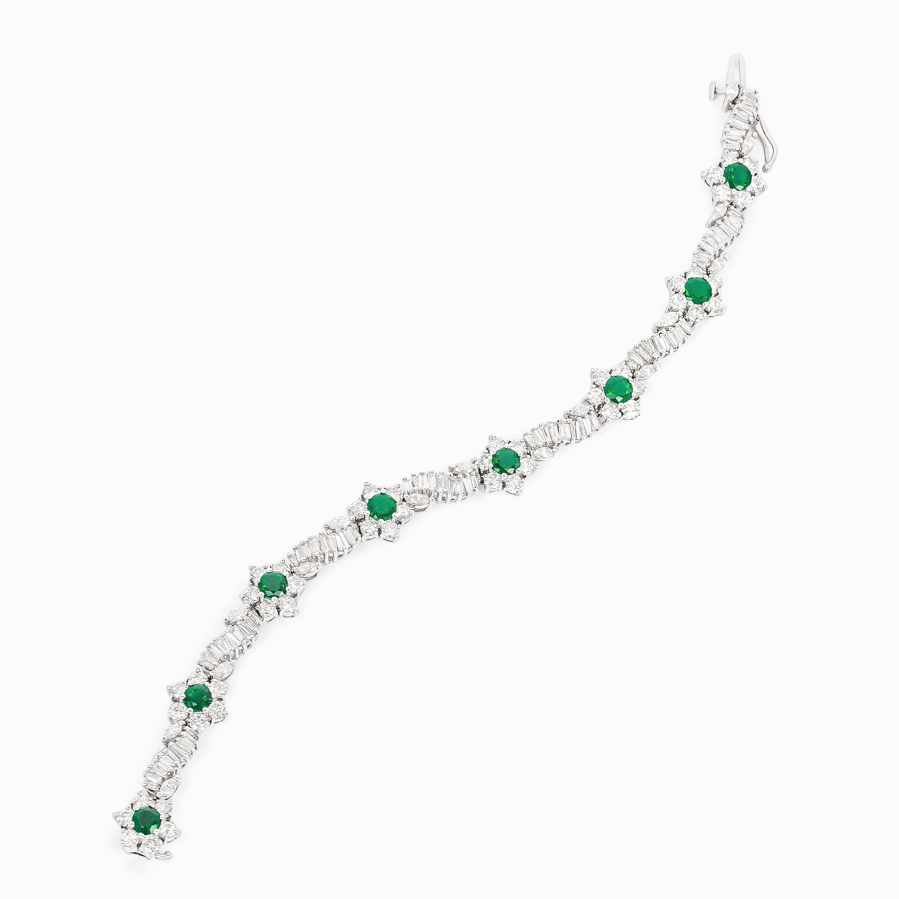 DIAMOND EMERALD FLORAL BRACELET