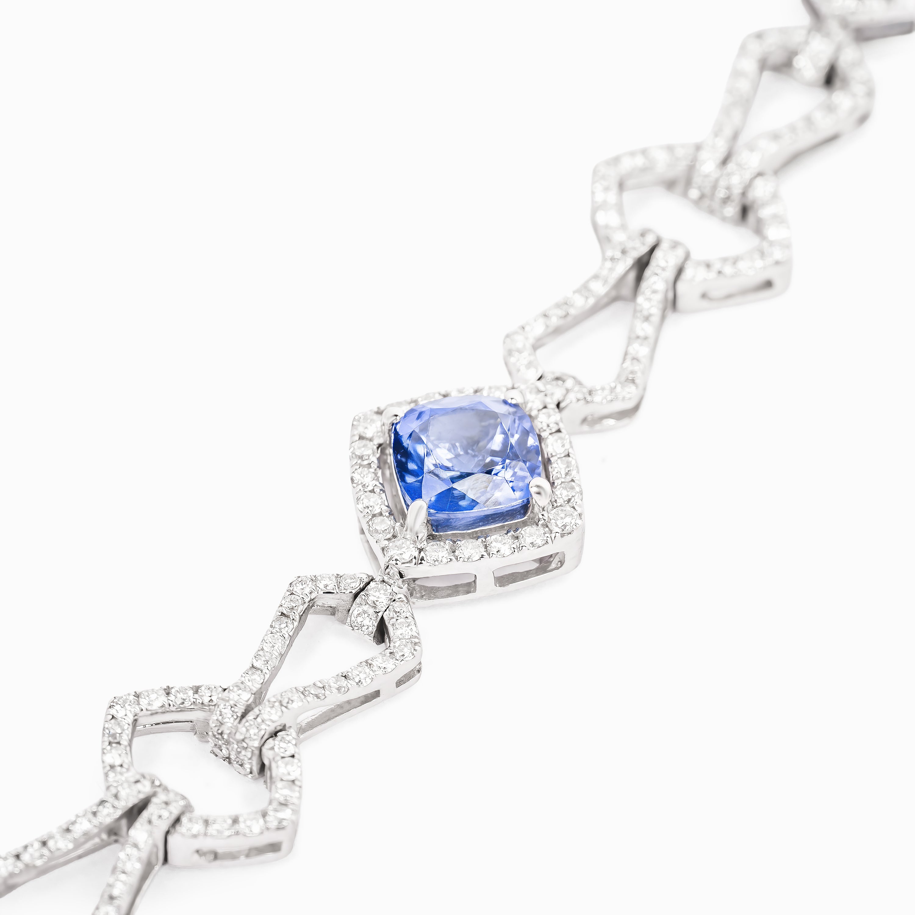 White Gold Gemstone Bracelet with Diamond, Tanzanite Stones
