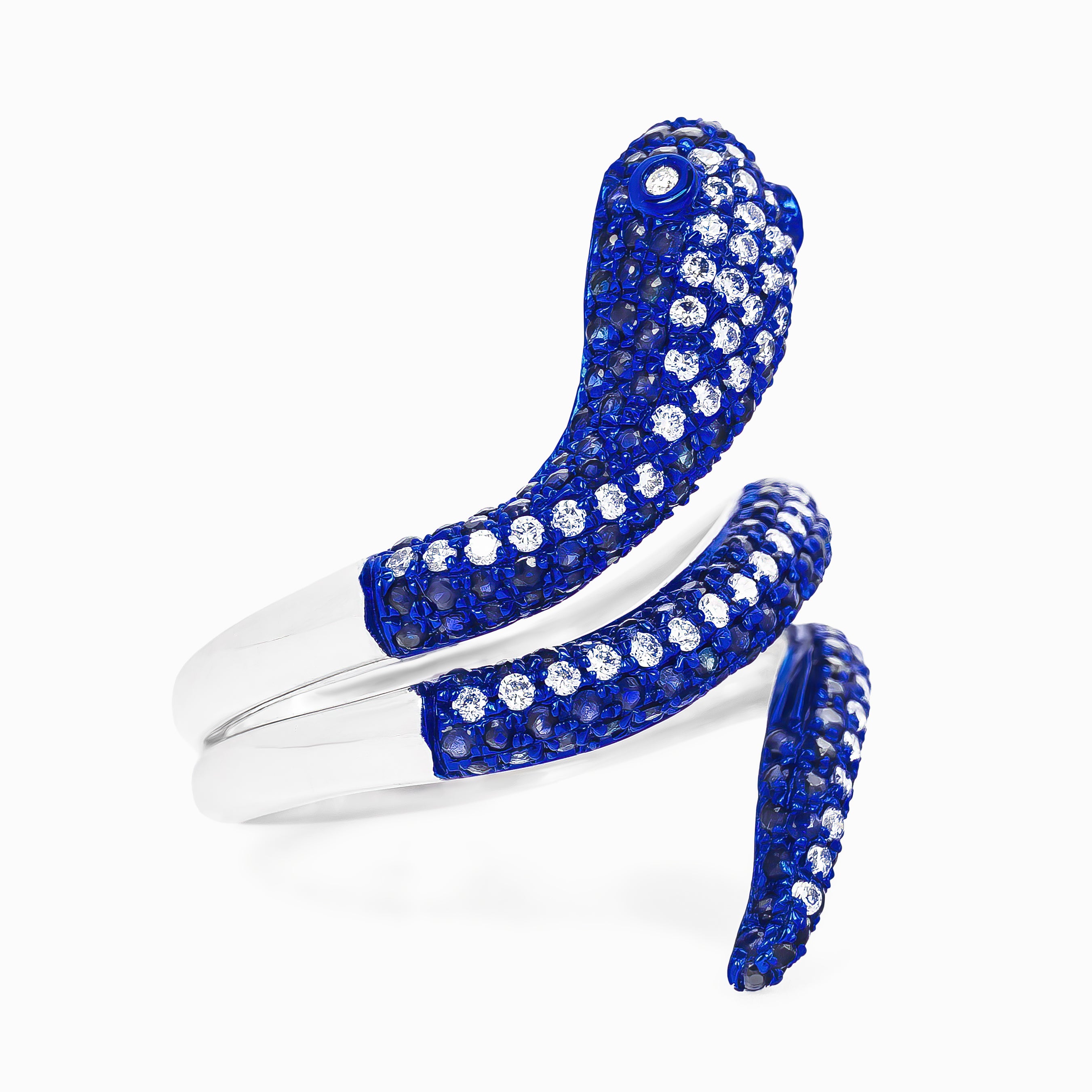 COLORED STONE SNAKE RING BLUE