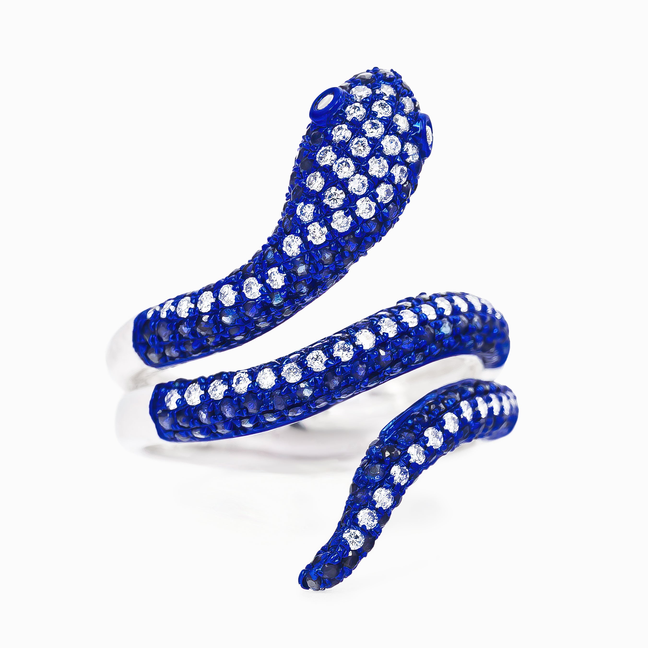 COLORED STONE SNAKE RING BLUE