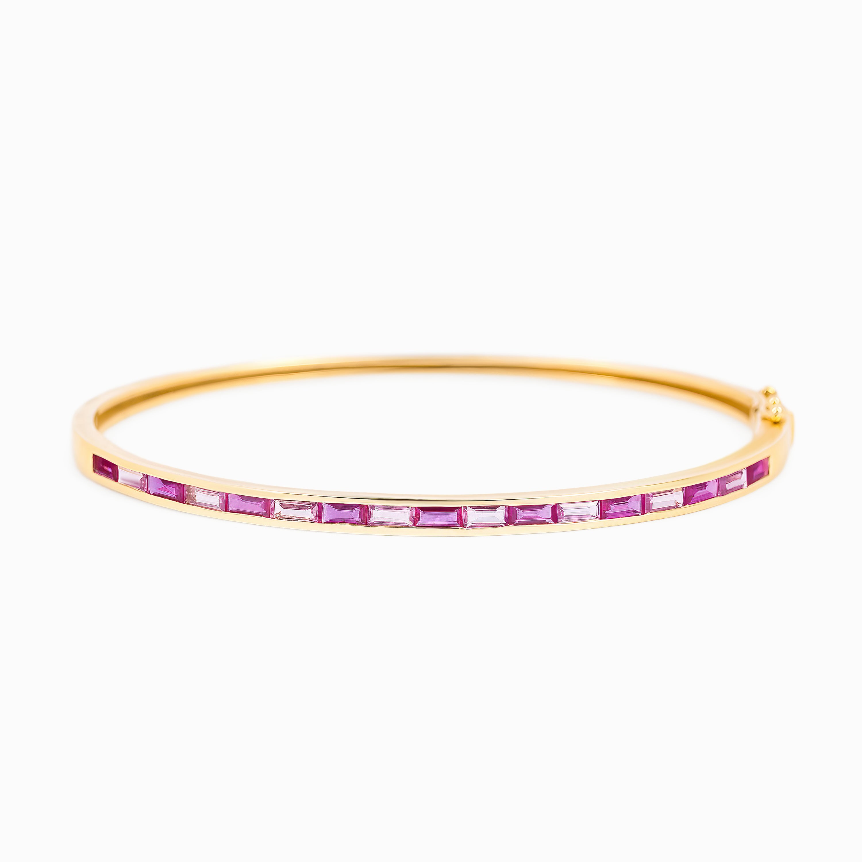 Yellow Gold Bangle Bracelet with Sapphire Stones