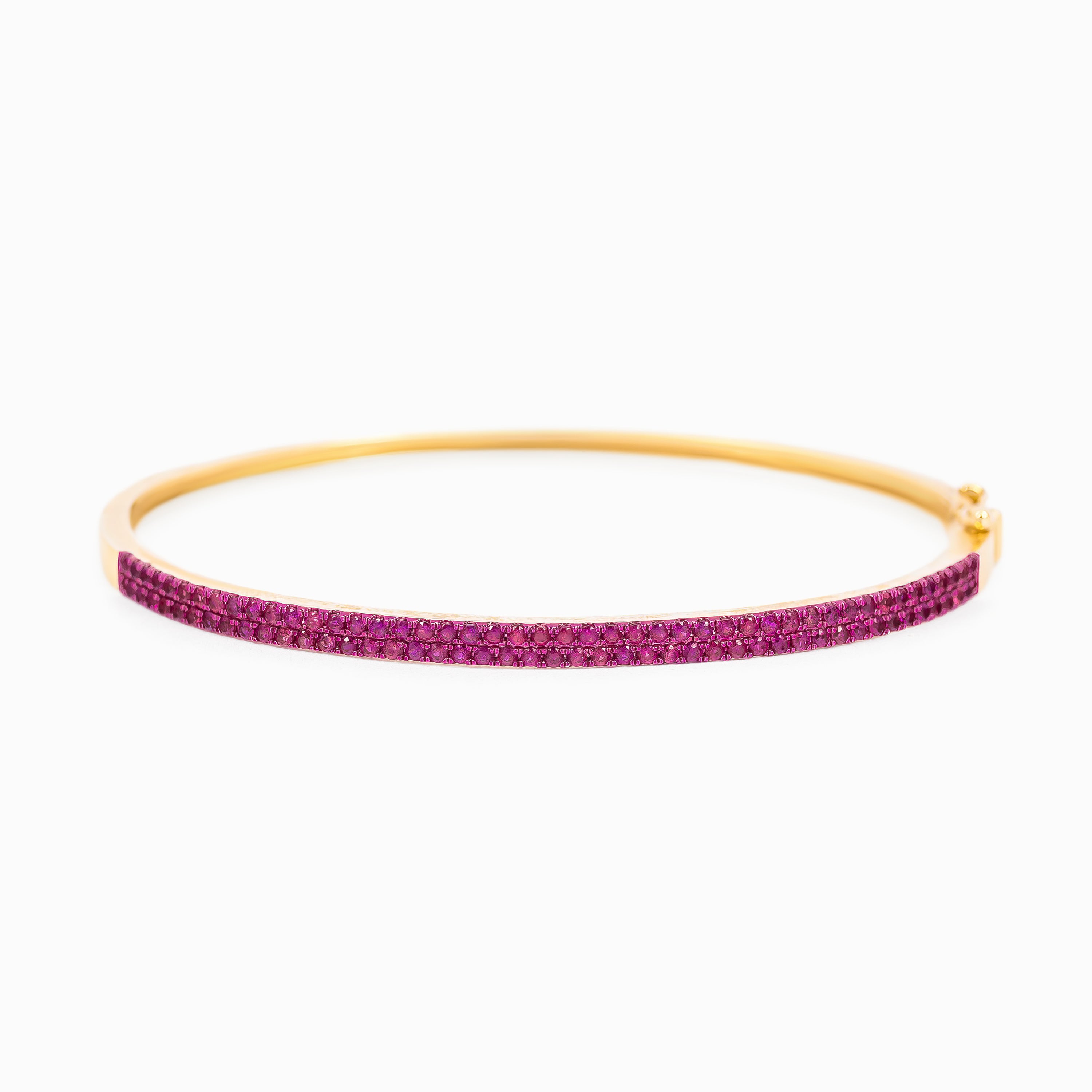 Yellow Gold Bangle Bracelet with Ruby Stones