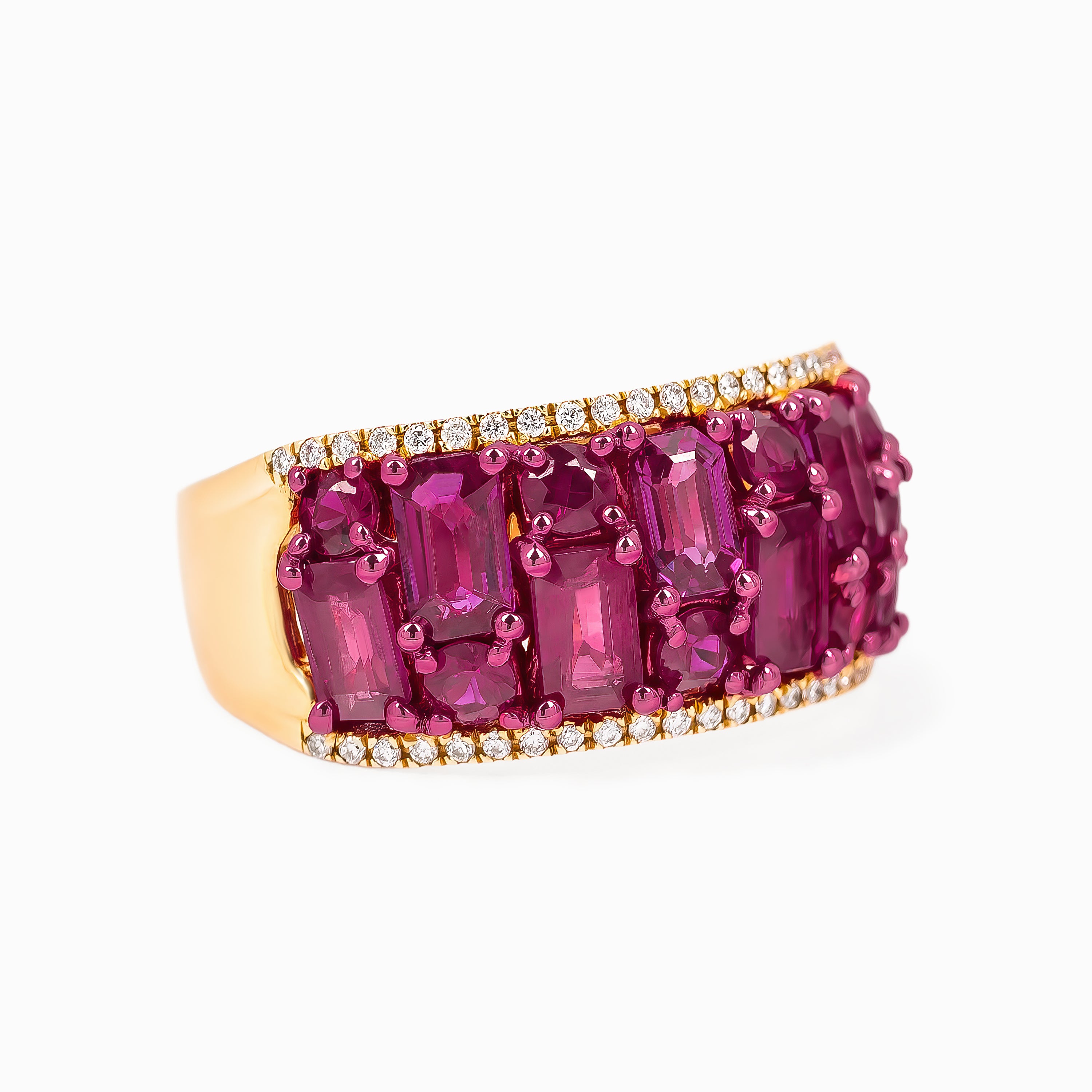 Rose Gold Ring with Diamond, Sapphire Stones