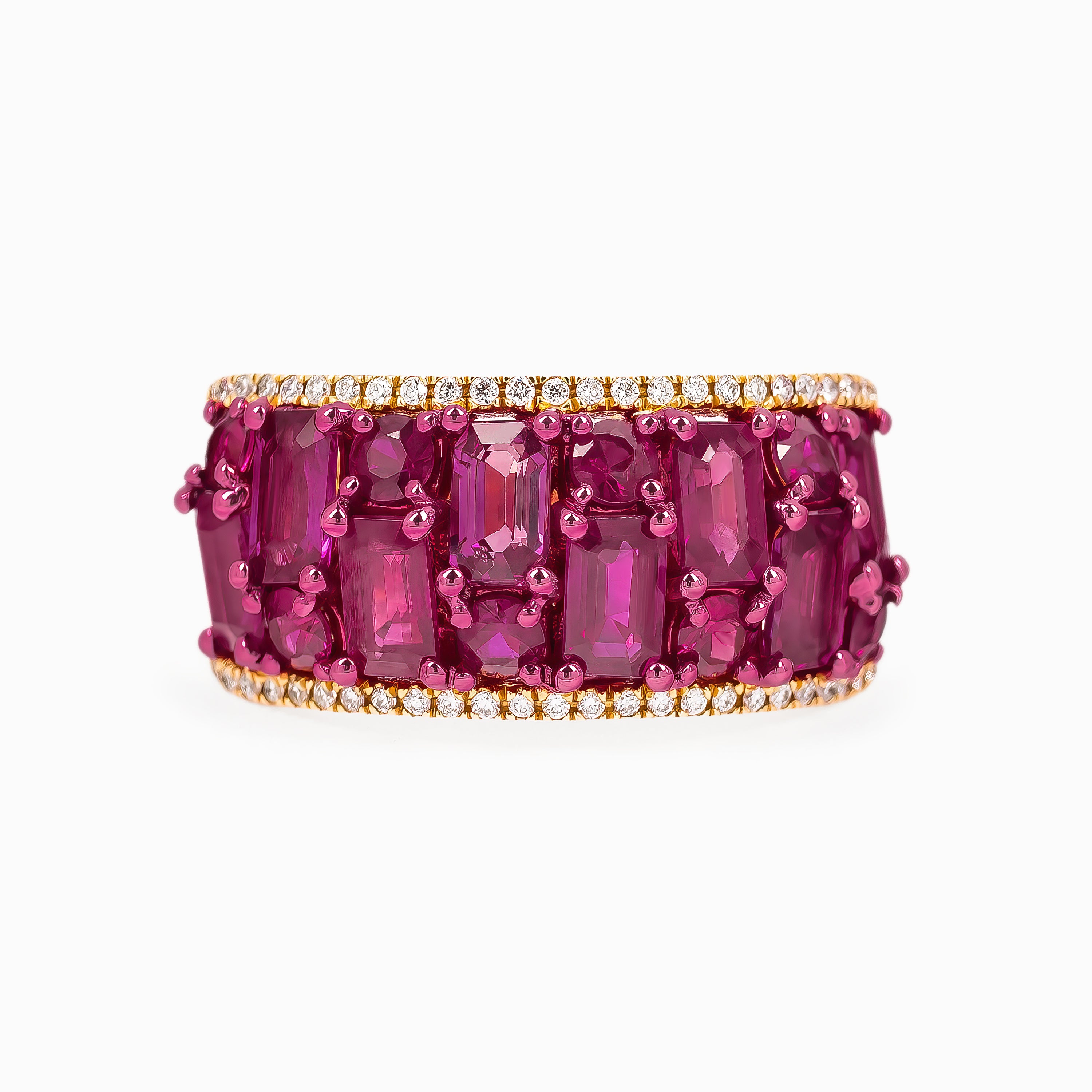 Rose Gold Ring with Diamond, Sapphire Stones