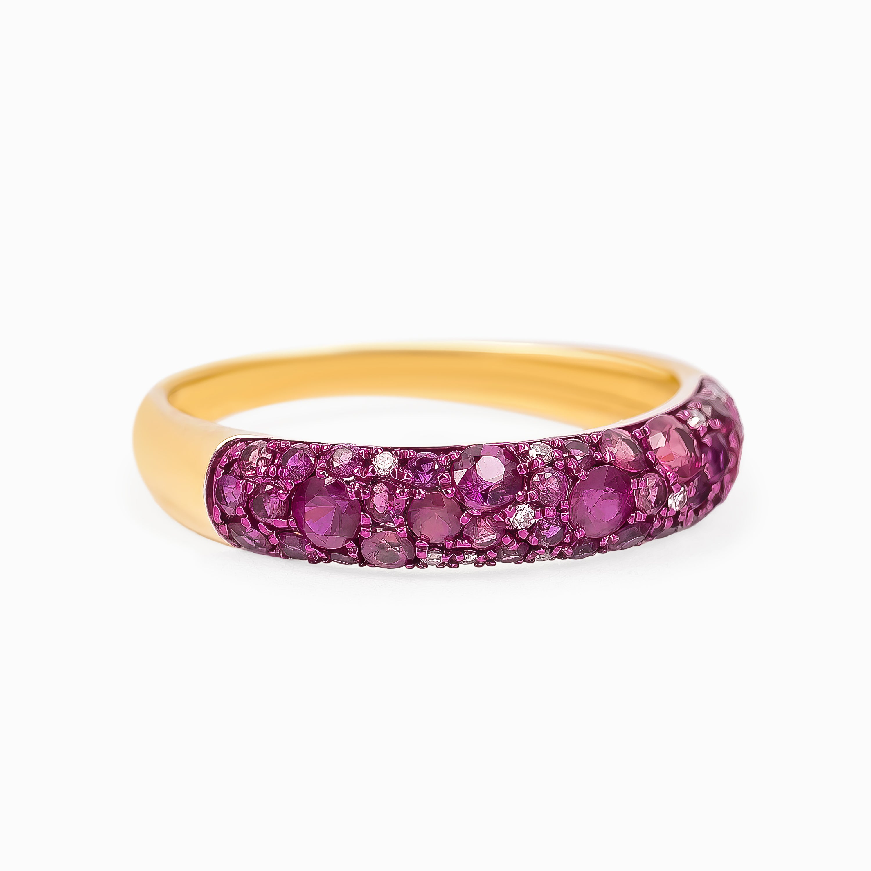 Yellow Gold Ring with Diamond, Ruby Stones
