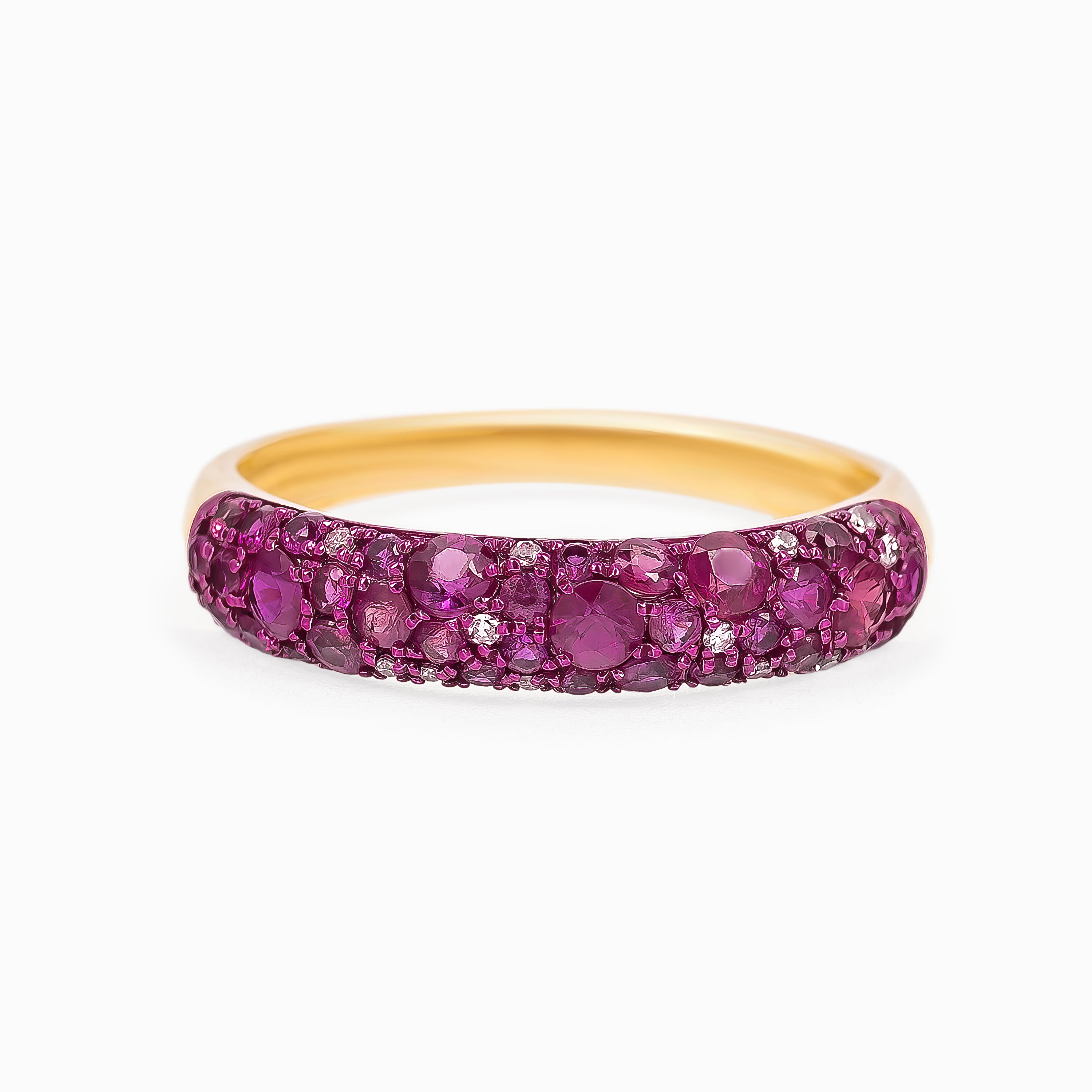 Yellow Gold Ring with Diamond, Ruby Stones