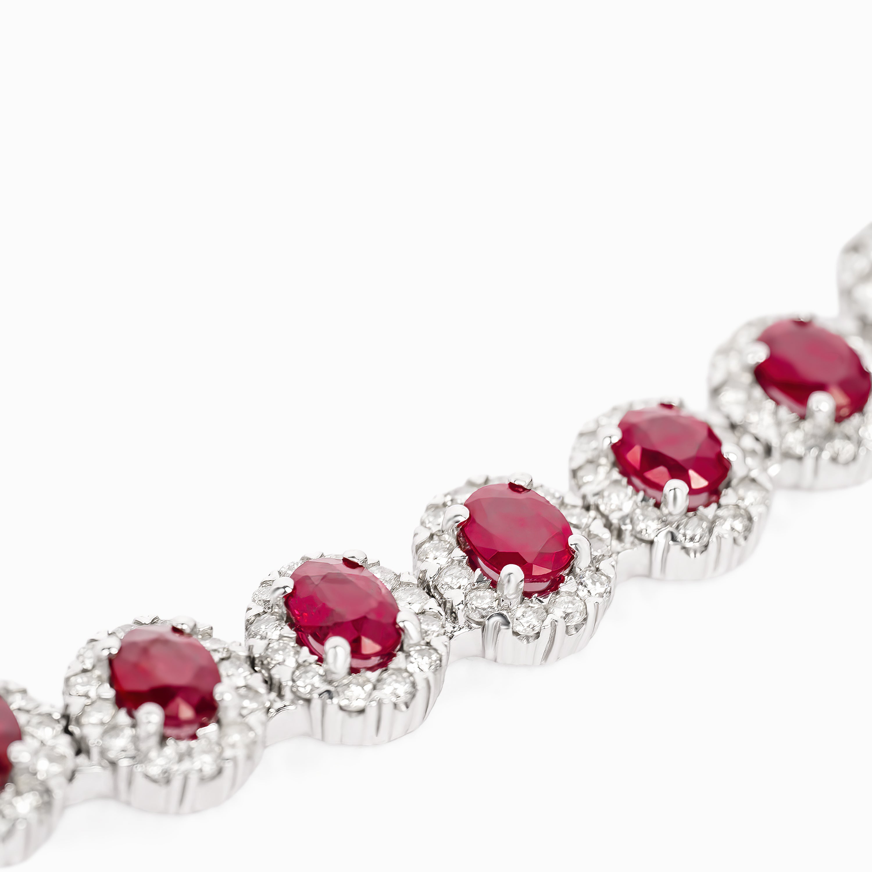 White Gold Tennis Bracelet with Diamond, Ruby Stones