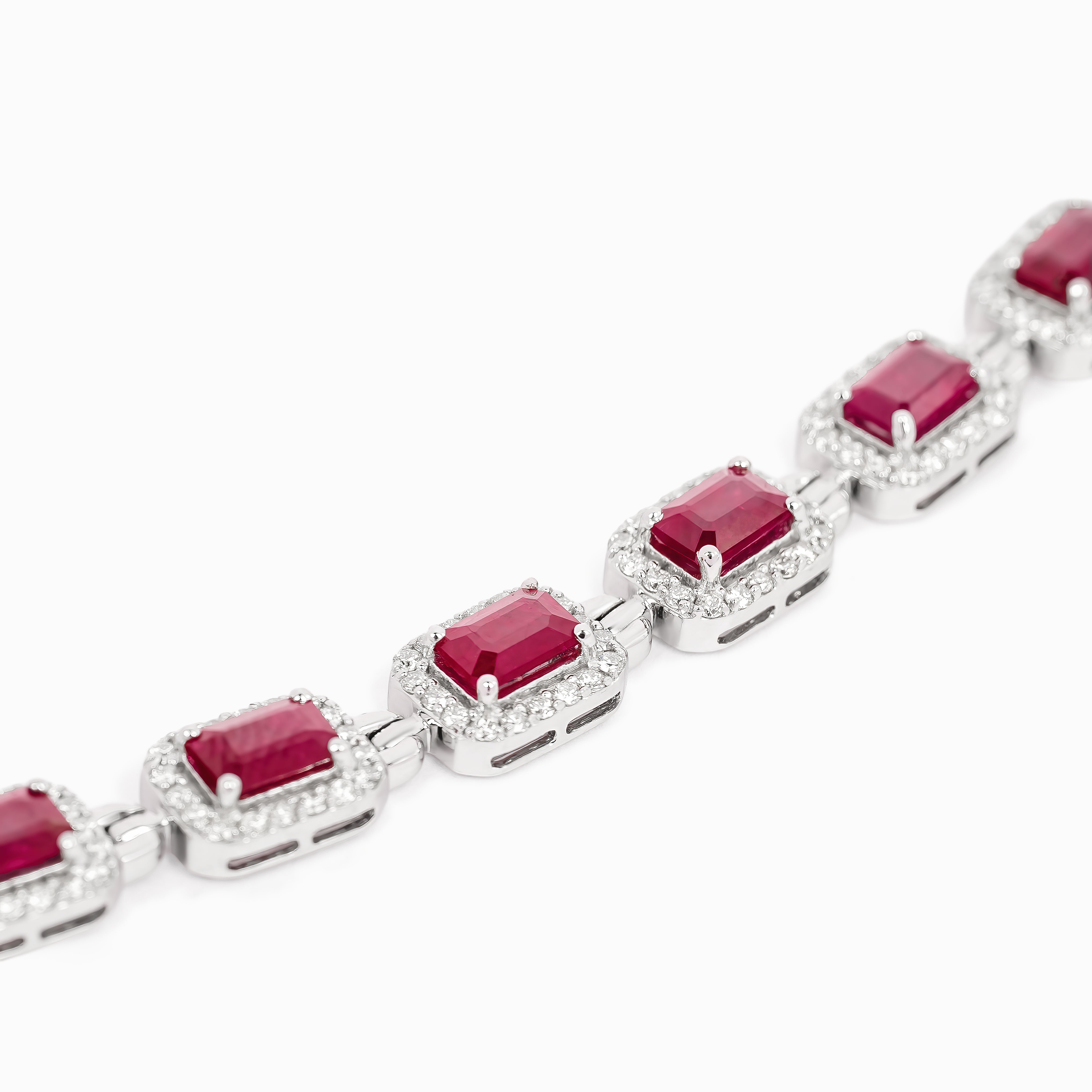 White Gold Gemstone Bracelet with Diamond, Ruby Stones