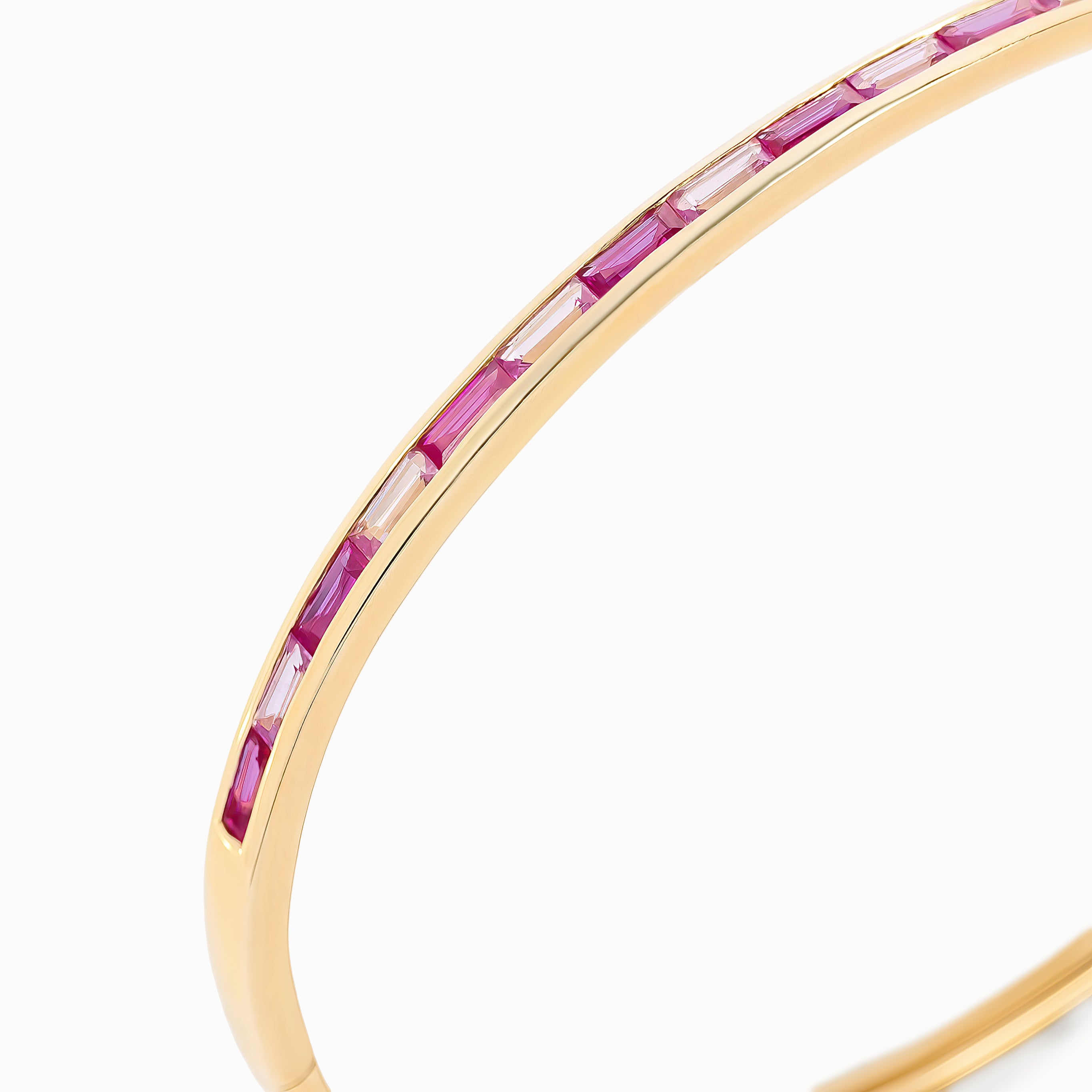 Yellow Gold Bangle Bracelet with Sapphire Stones