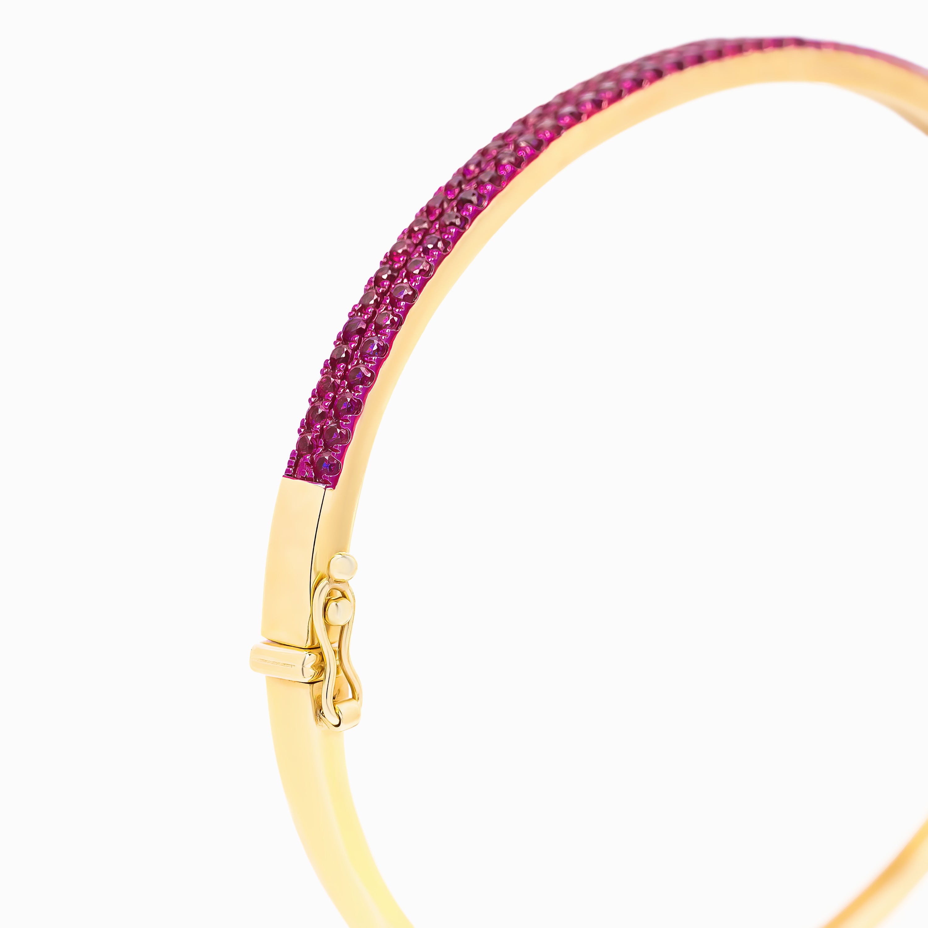 Yellow Gold Bangle Bracelet with Ruby Stones