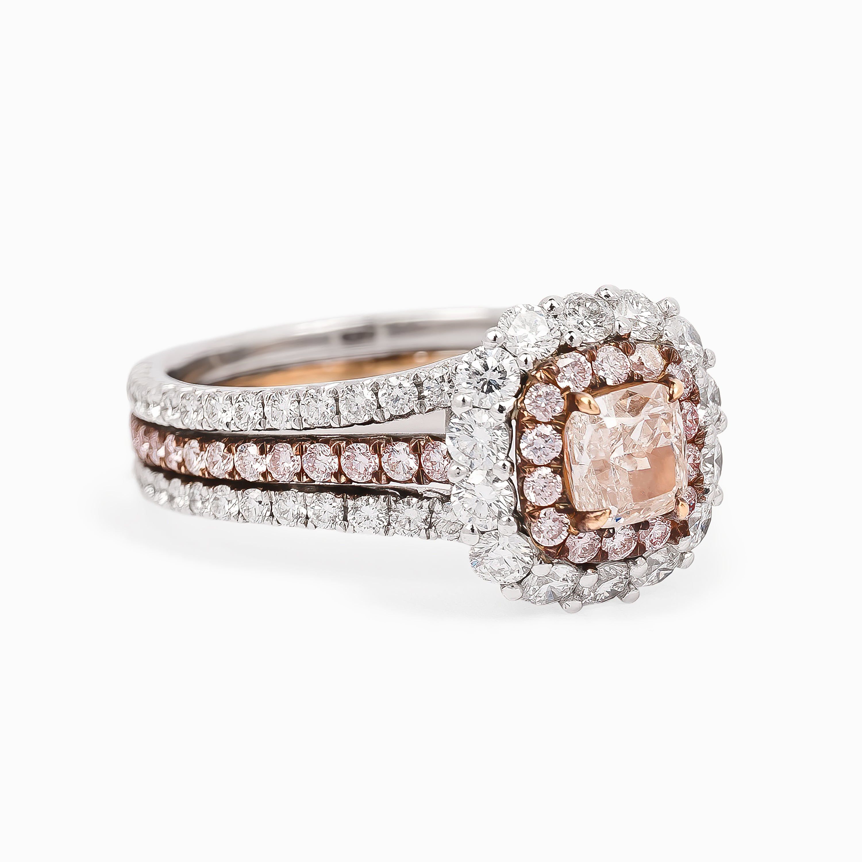 White Gold Rose Gold Ring with Diamond Only Stones