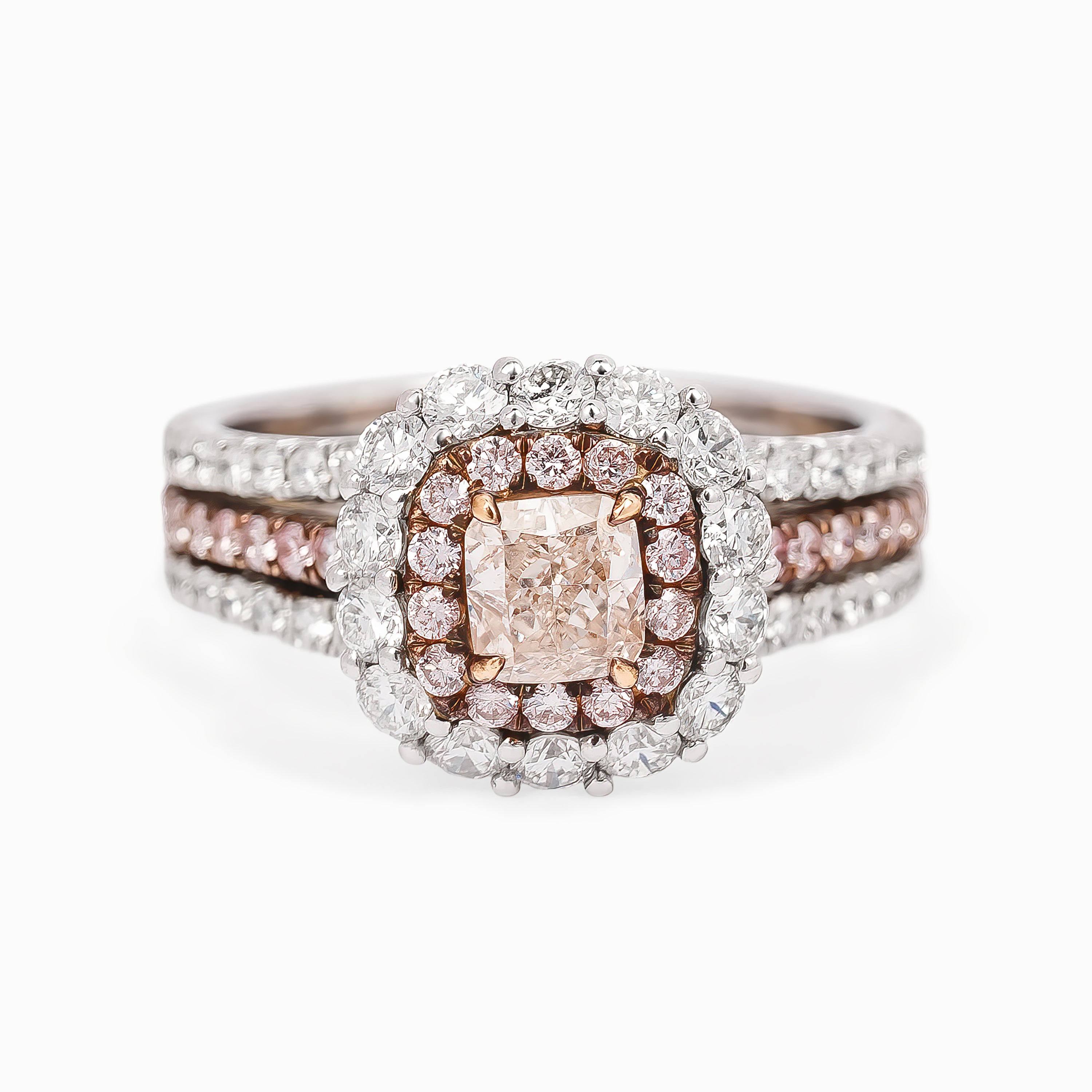 White Gold Rose Gold Ring with Diamond Only Stones