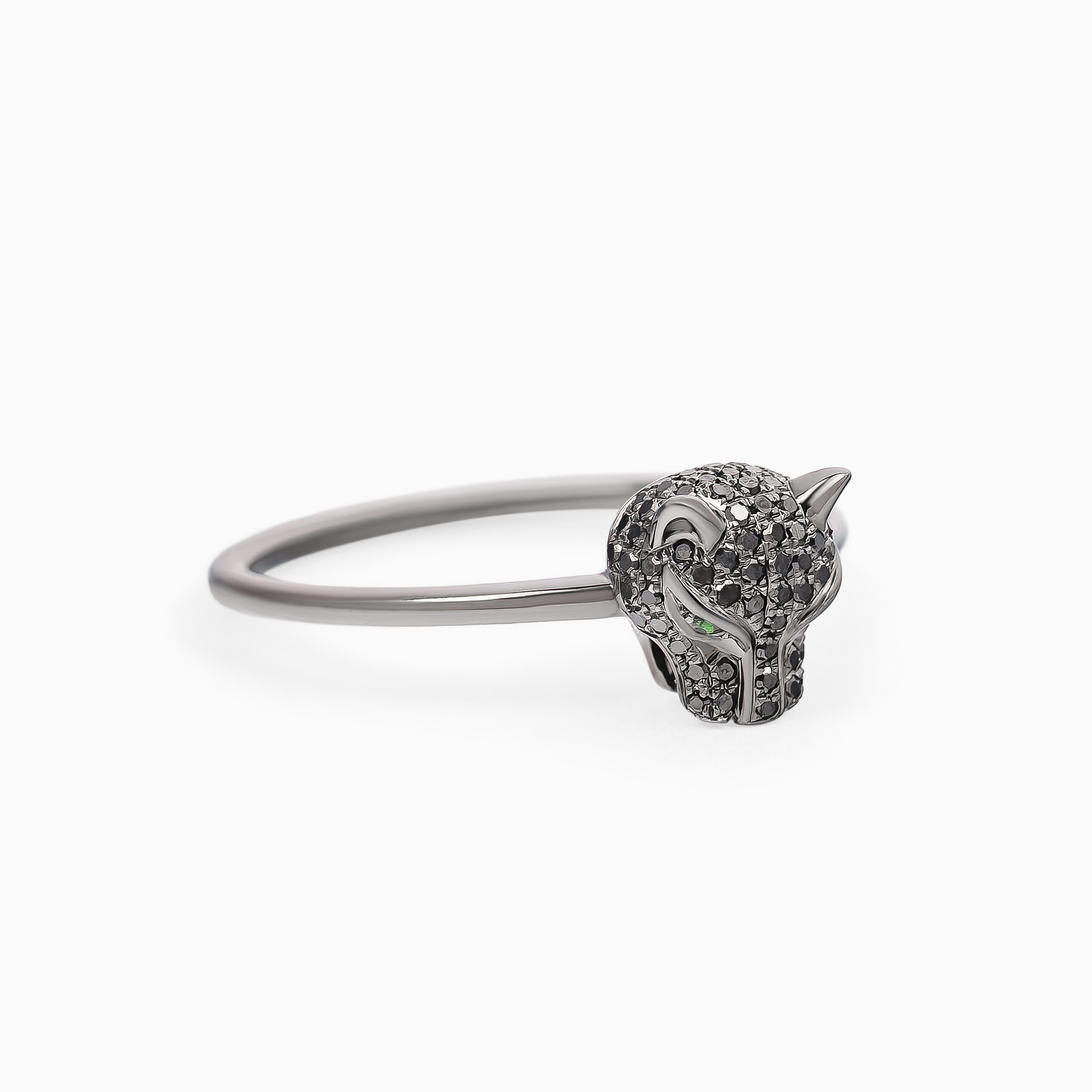 Yellow Gold Ring with Diamond, Black Diamond, Ruby Stones