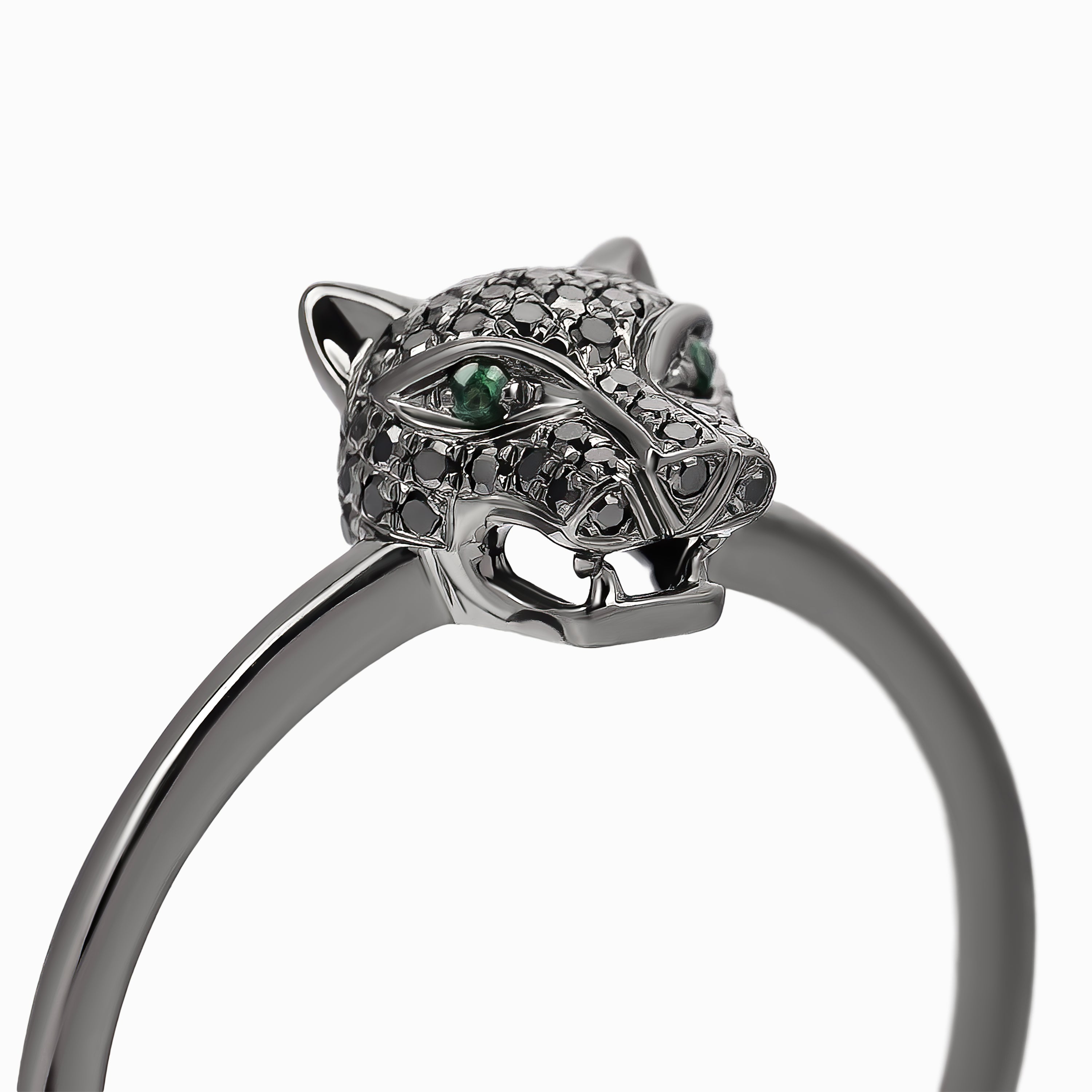 Yellow Gold Ring with Diamond, Black Diamond, Ruby Stones