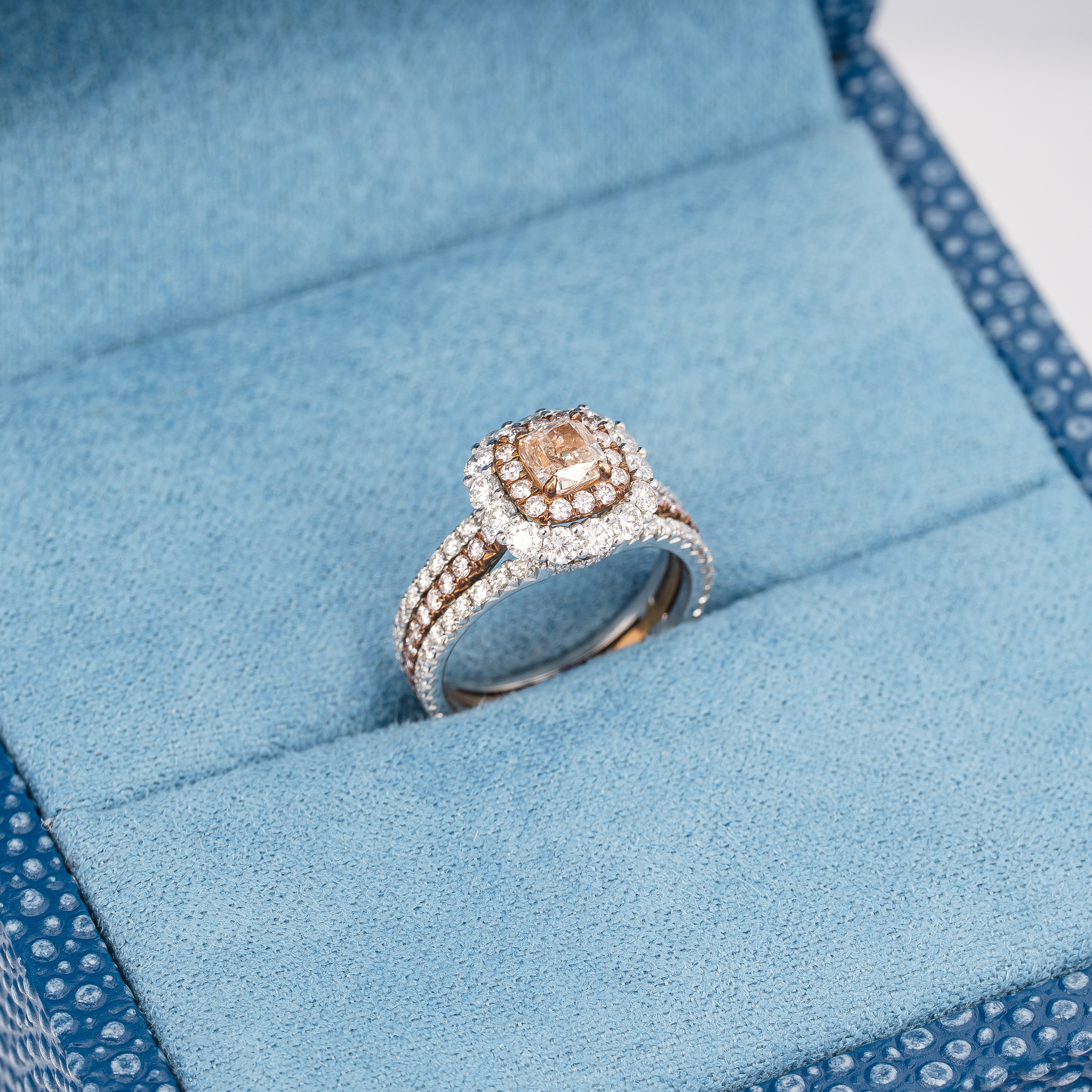 White Gold Rose Gold Ring with Diamond Only Stones