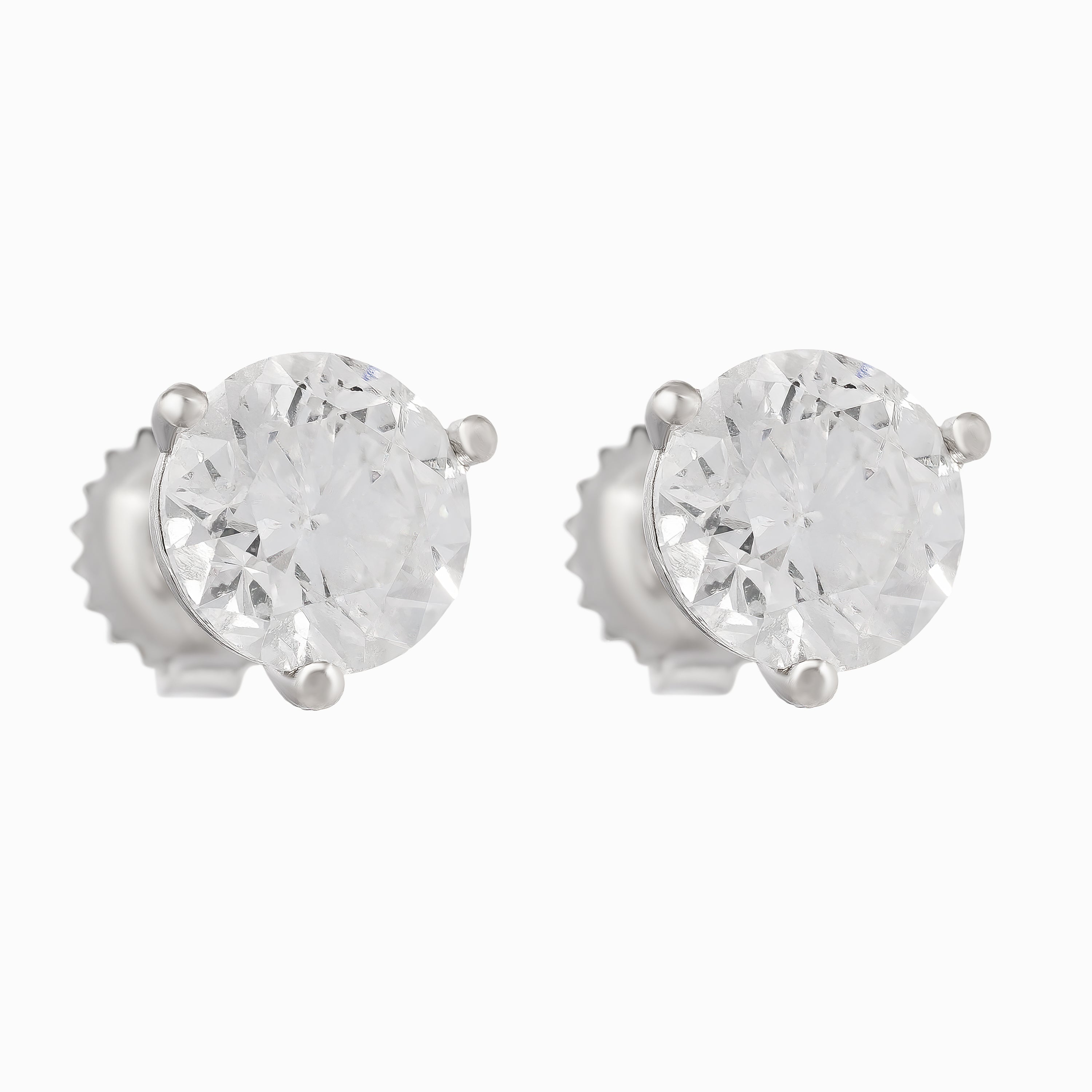 White Gold Stud Earrings with Diamond Only Stones