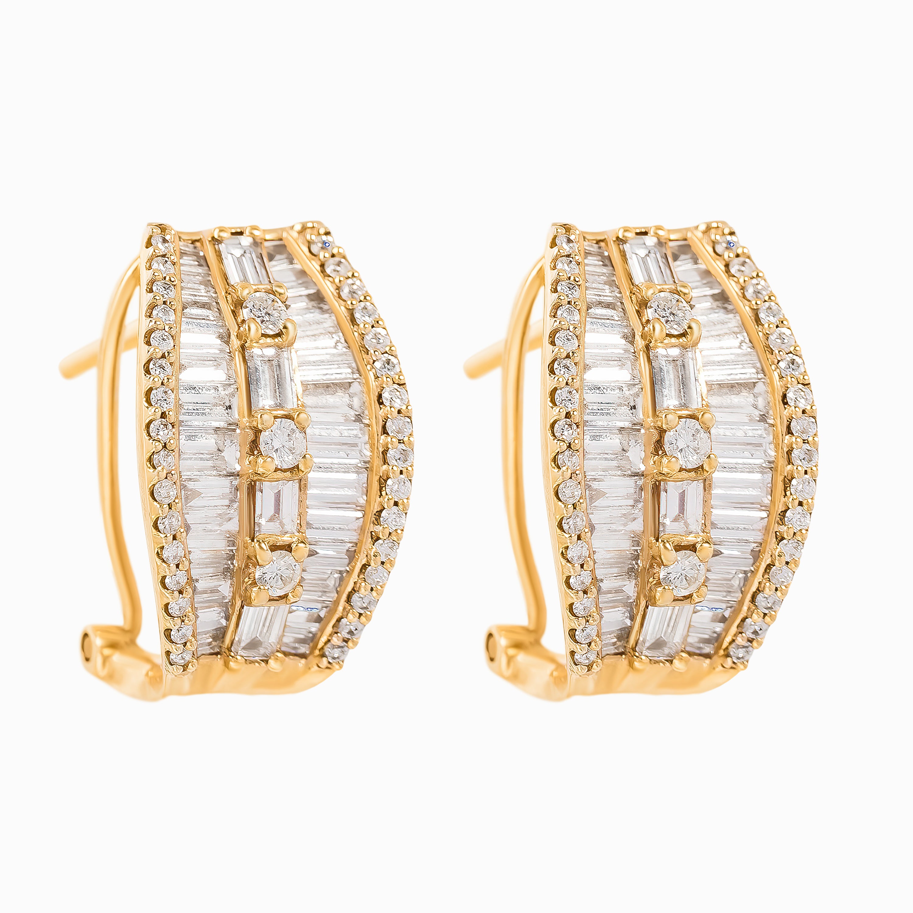 Rose Gold Huggie Earrings with Diamond Only Stones
