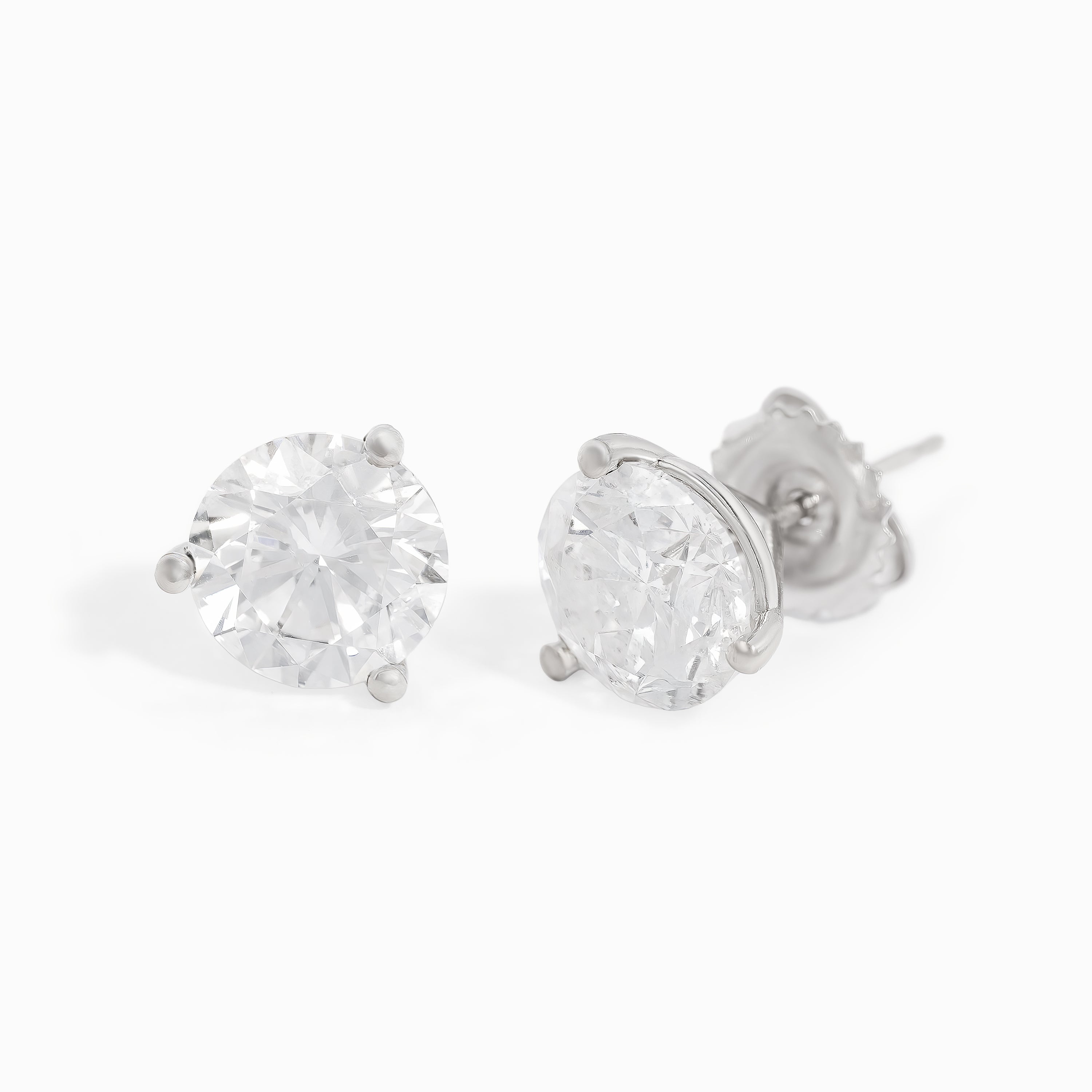White Gold Stud Earrings with Diamond Only Stones
