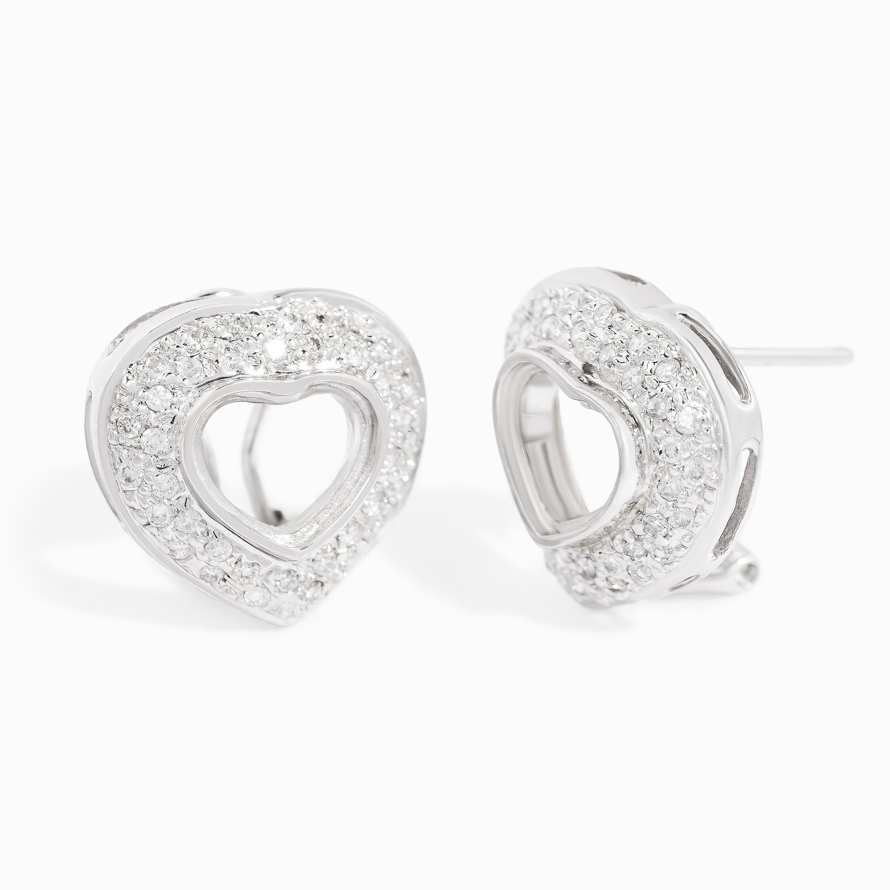 White Gold Rose Gold Stud Earrings with Diamond Only Stones