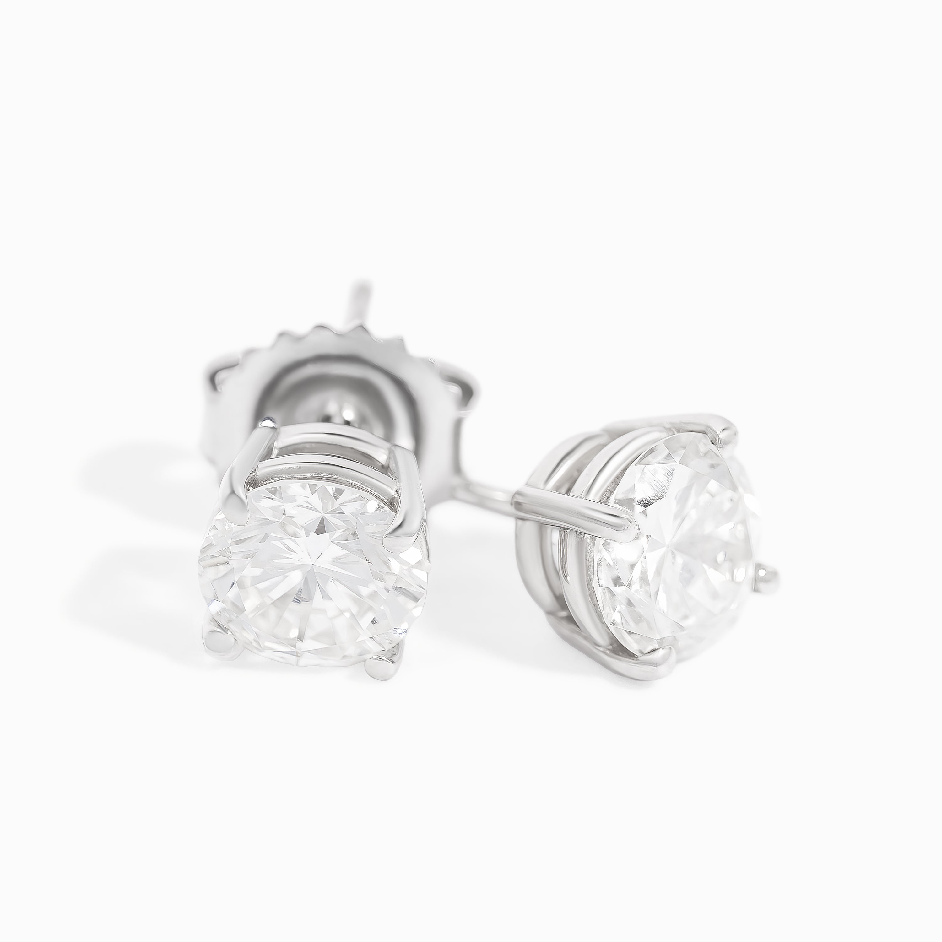 White Gold Rose Gold Stud Earrings with Diamond Only Stones