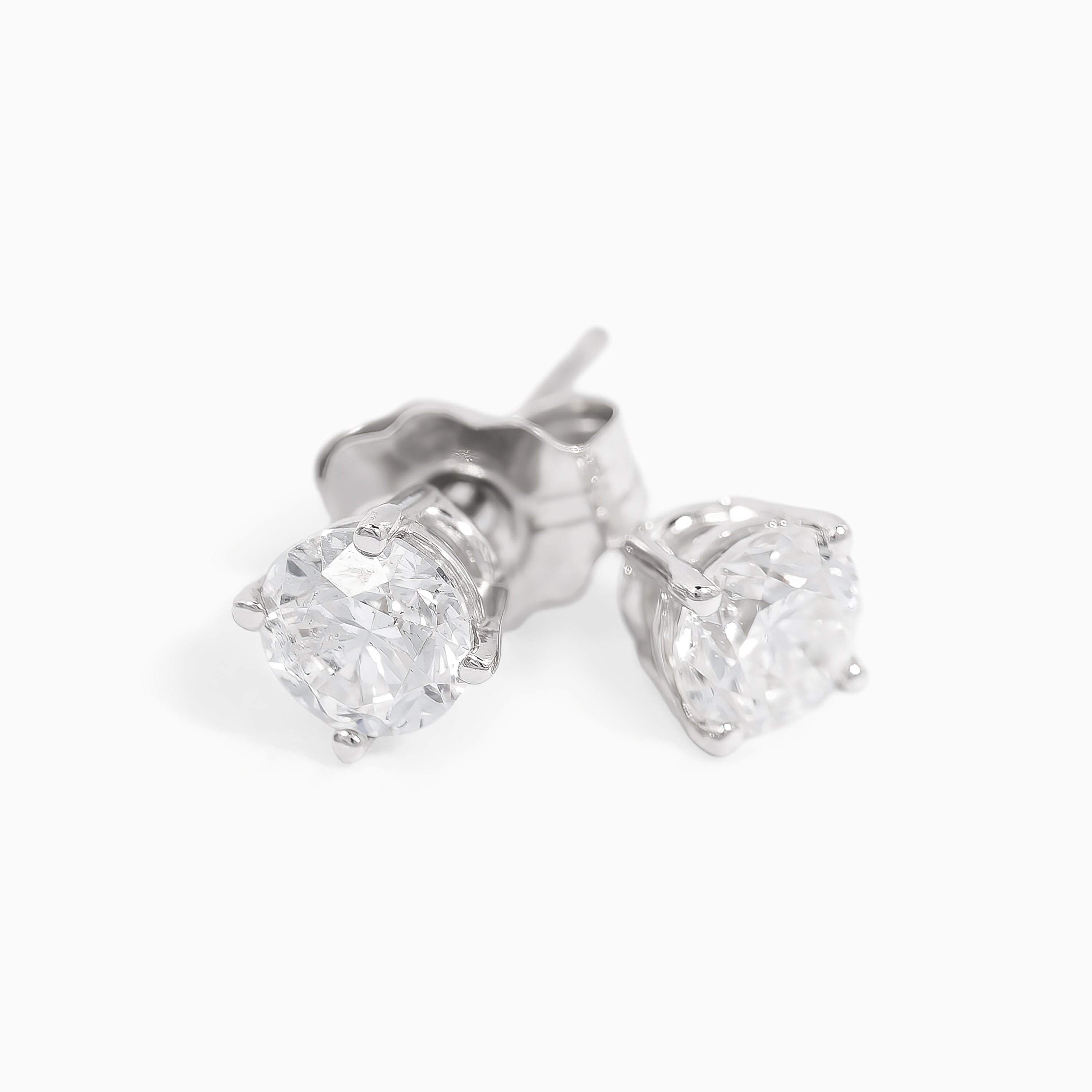 White Gold Stud Earrings With Diamond Stones