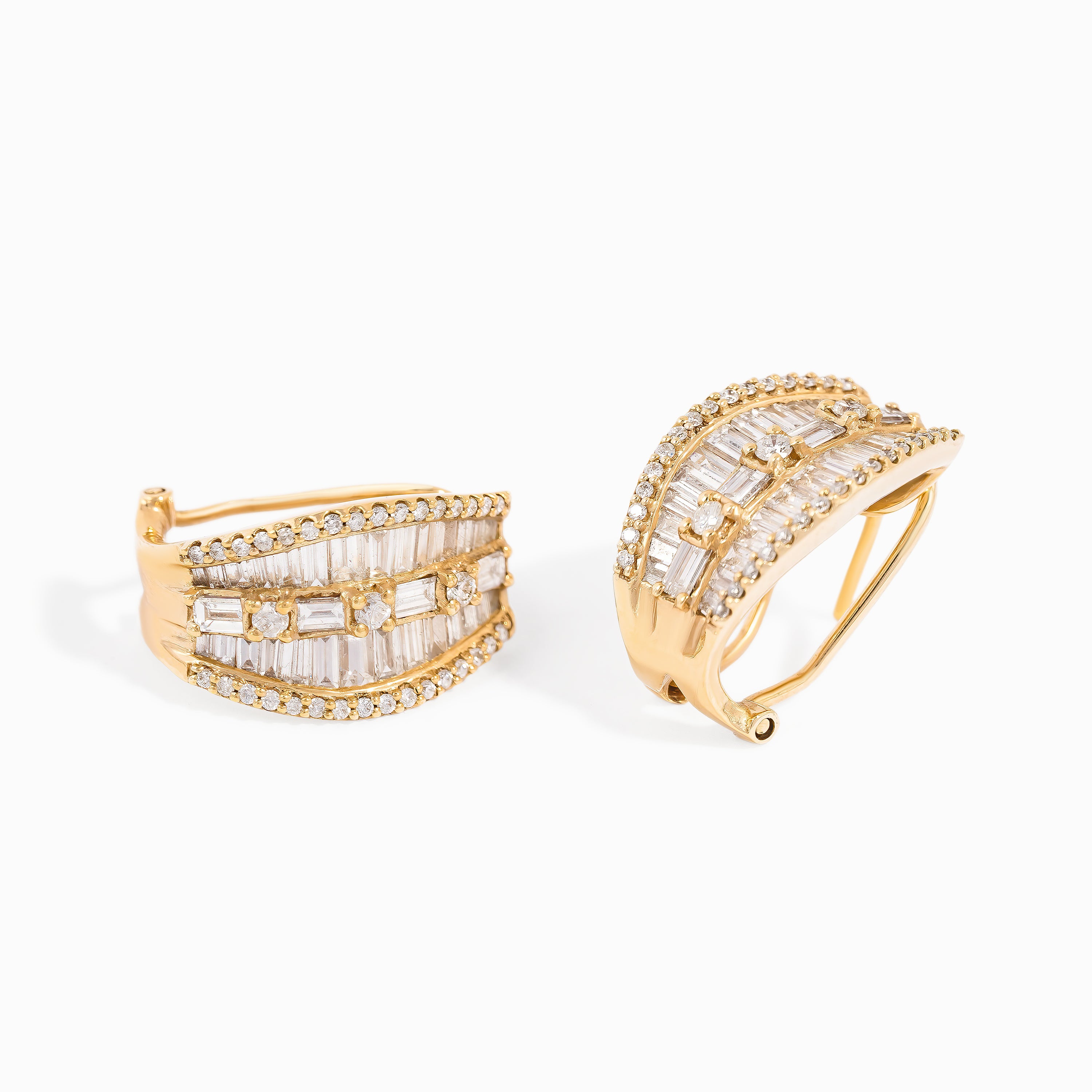 Rose Gold Huggie Earrings with Diamond Only Stones