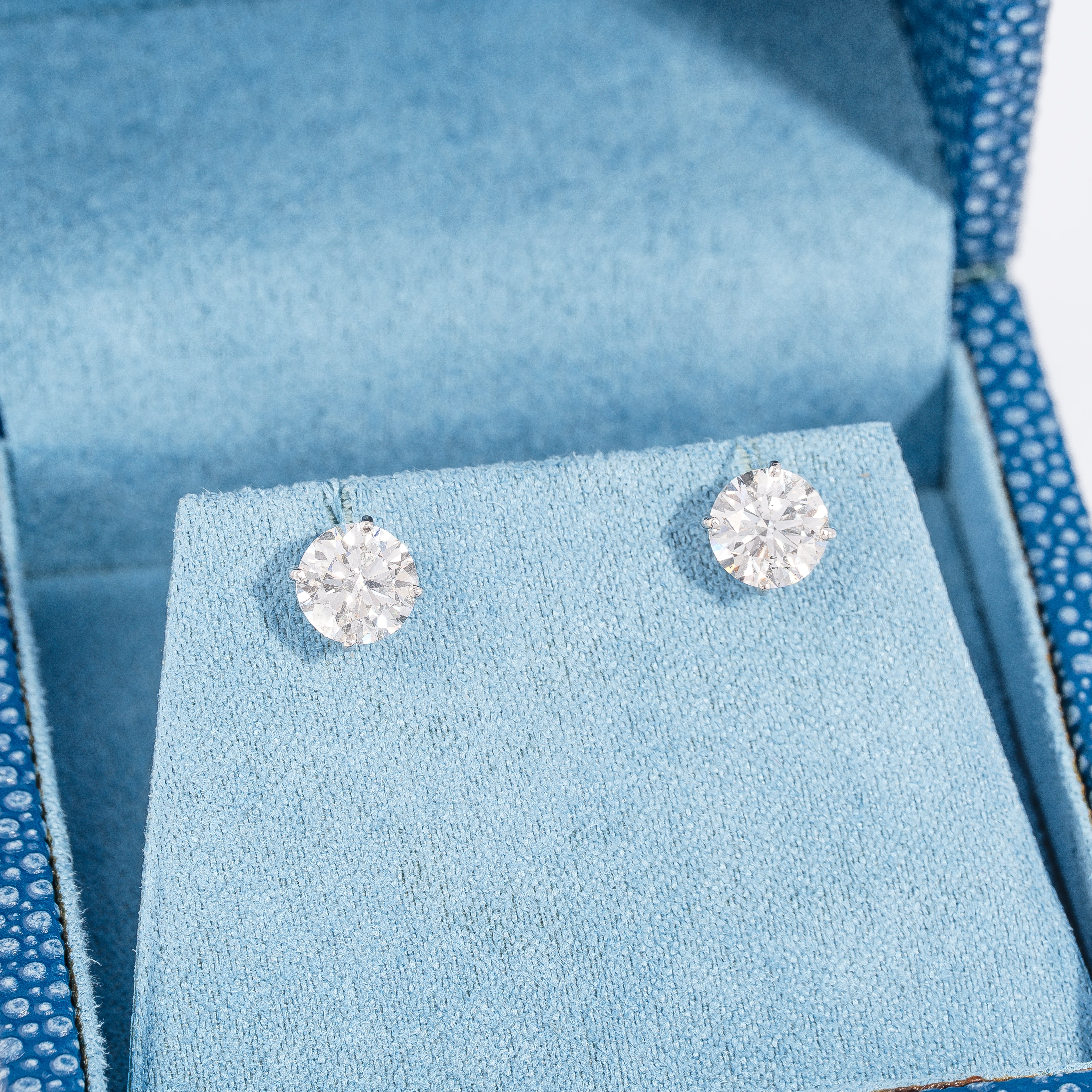 White Gold Stud Earrings with Diamond Only Stones