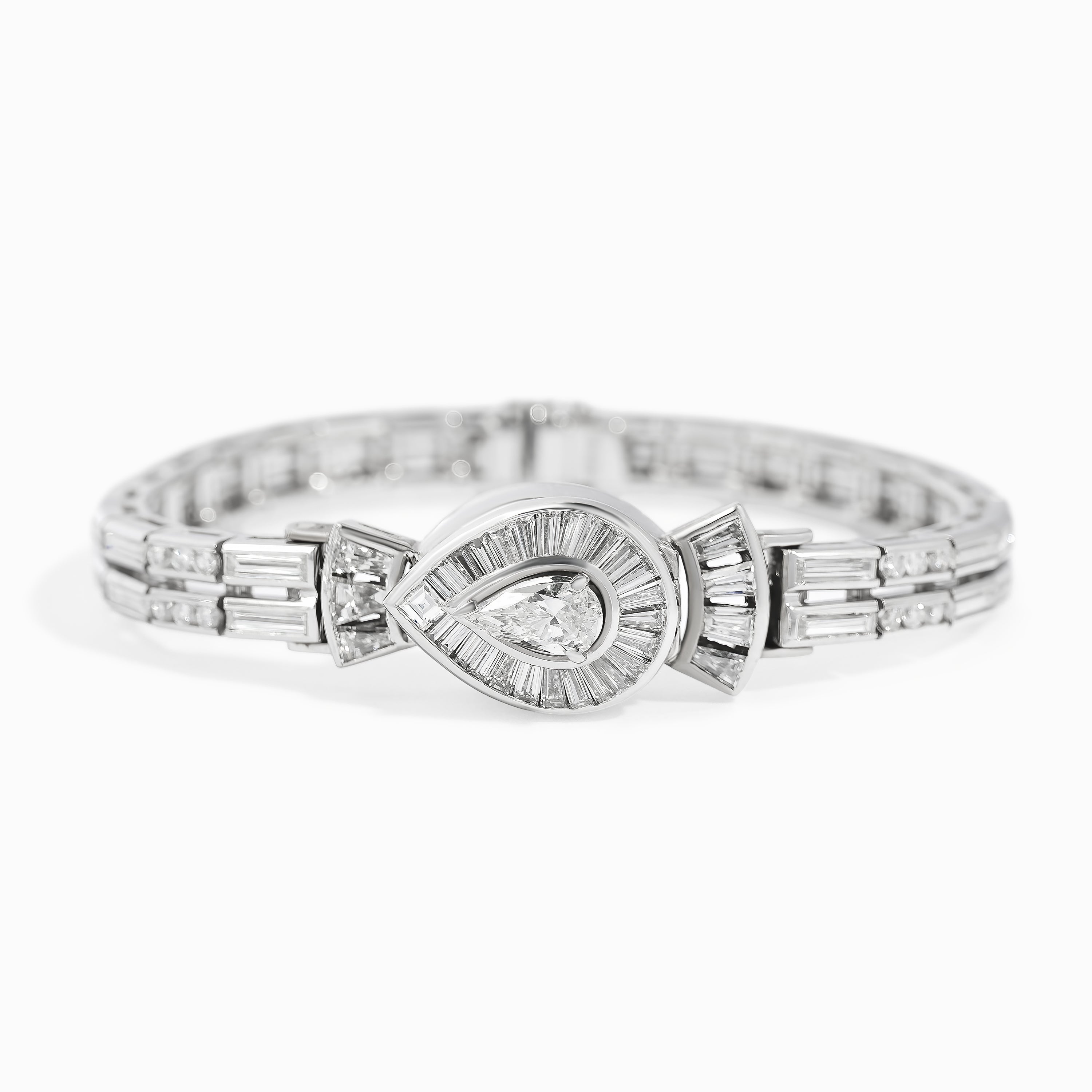 Platinum Bangle Bracelet with Diamond Only Stones