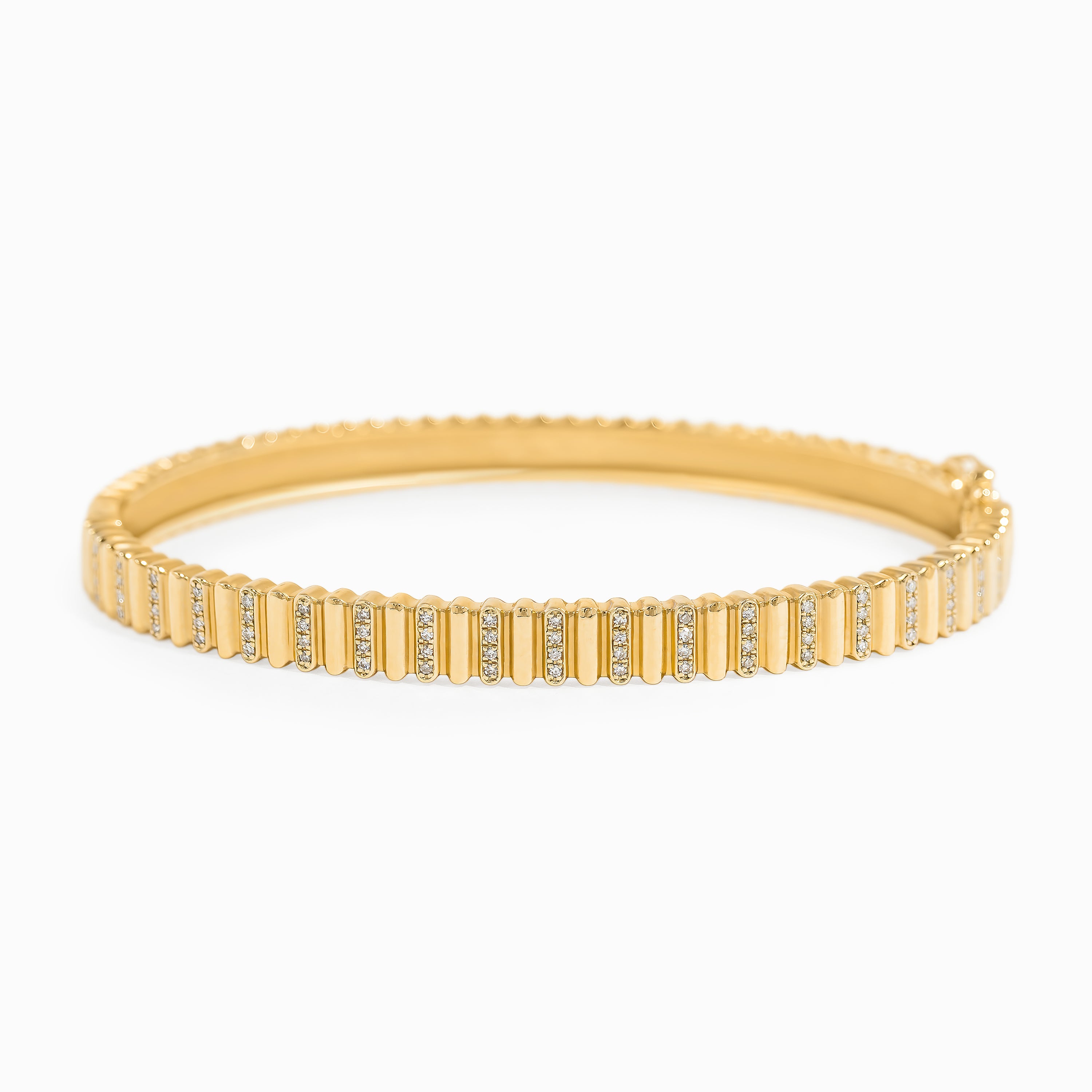 Yellow Gold Bangle Bracelet with Diamond Only Stones