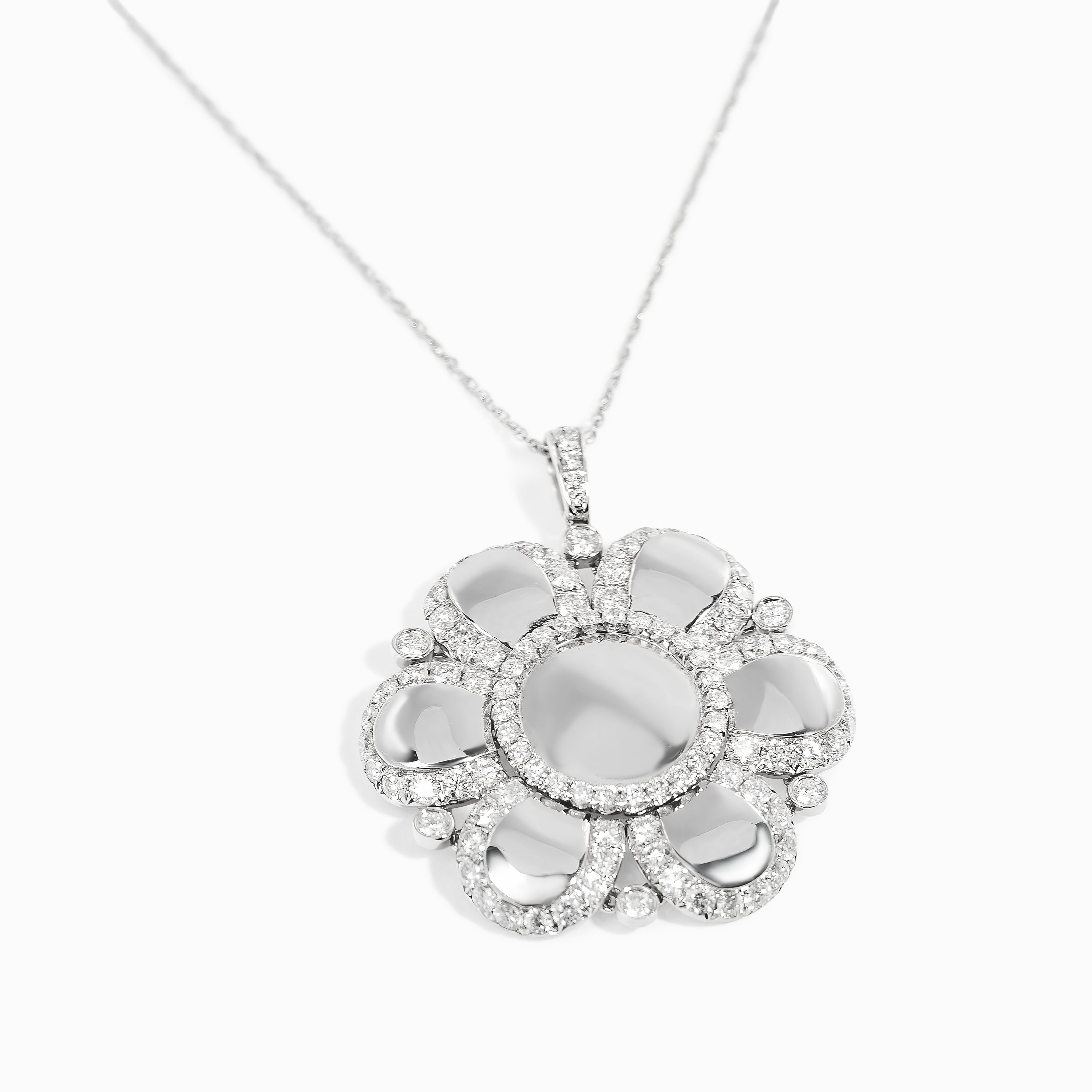 White Gold Pendant Necklace with Diamond Only Stones