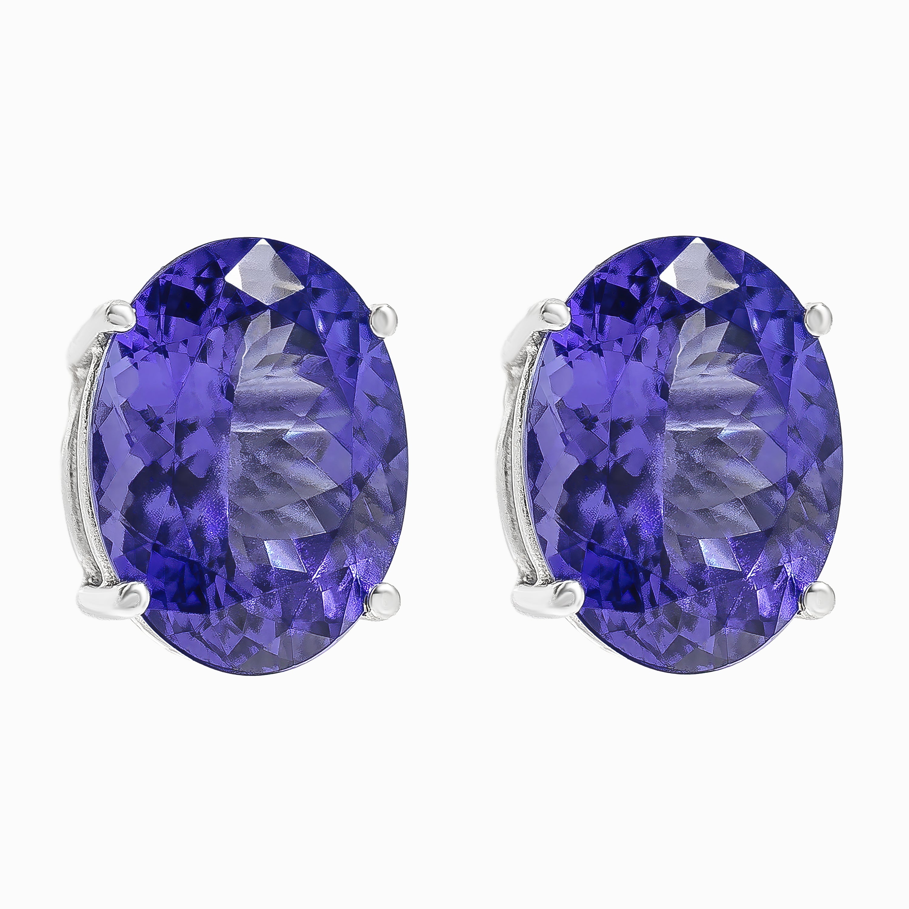 White Gold Stud Earrings with Tanzanite Stones